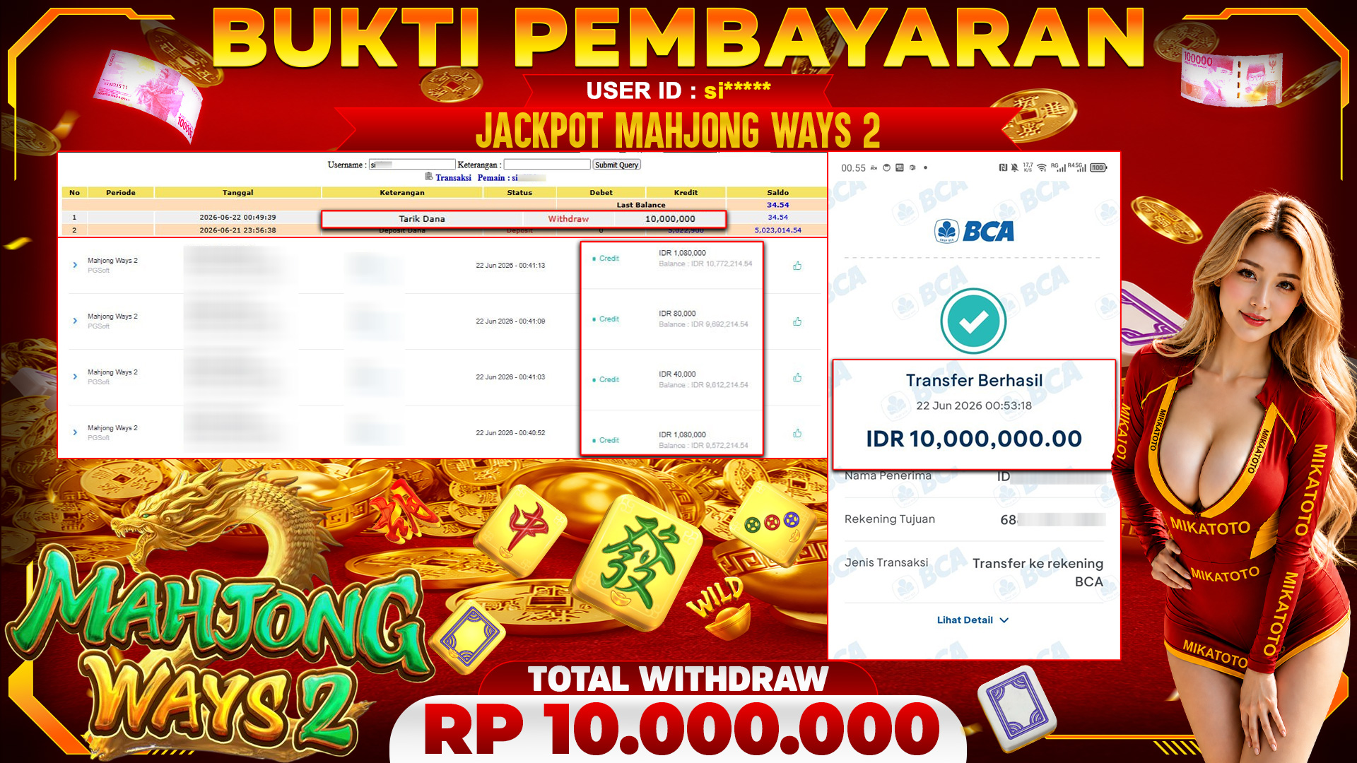 🏆 SELAMAT KEPADA PEMENANG JACKPOT DI Mahjong Ways 2 - PGSoft 10,000,000🏆