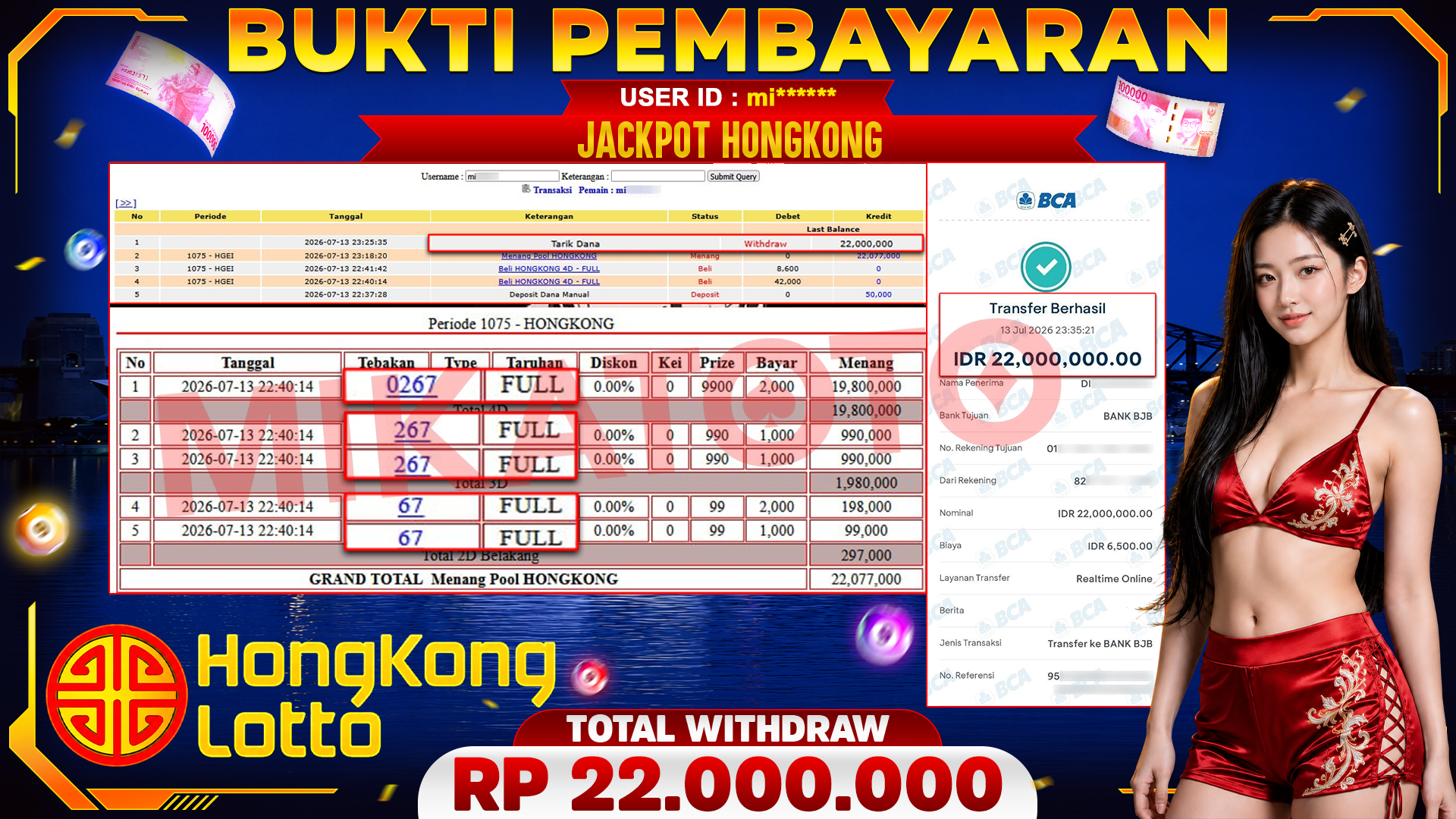 🏆 SELAMAT KEPADA PEMENANG JACKPOT DI HONGKONG - TOGEL 22,000,000🏆