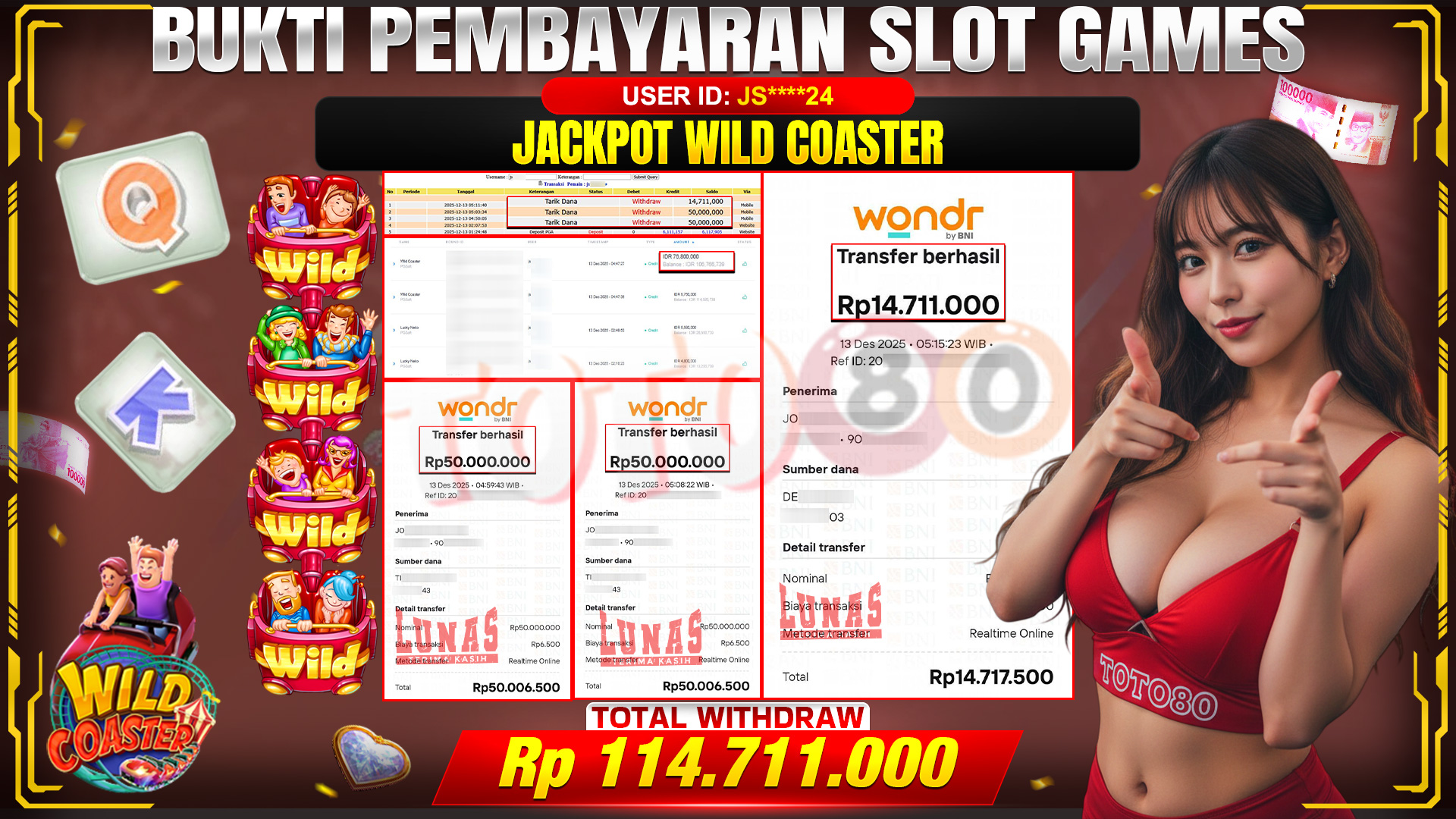 🎉 TOTO80 – JACKPOT SLOT WILD COASTER RP. 114,711,000,- TELAH DIBAYARKAN! 🎉