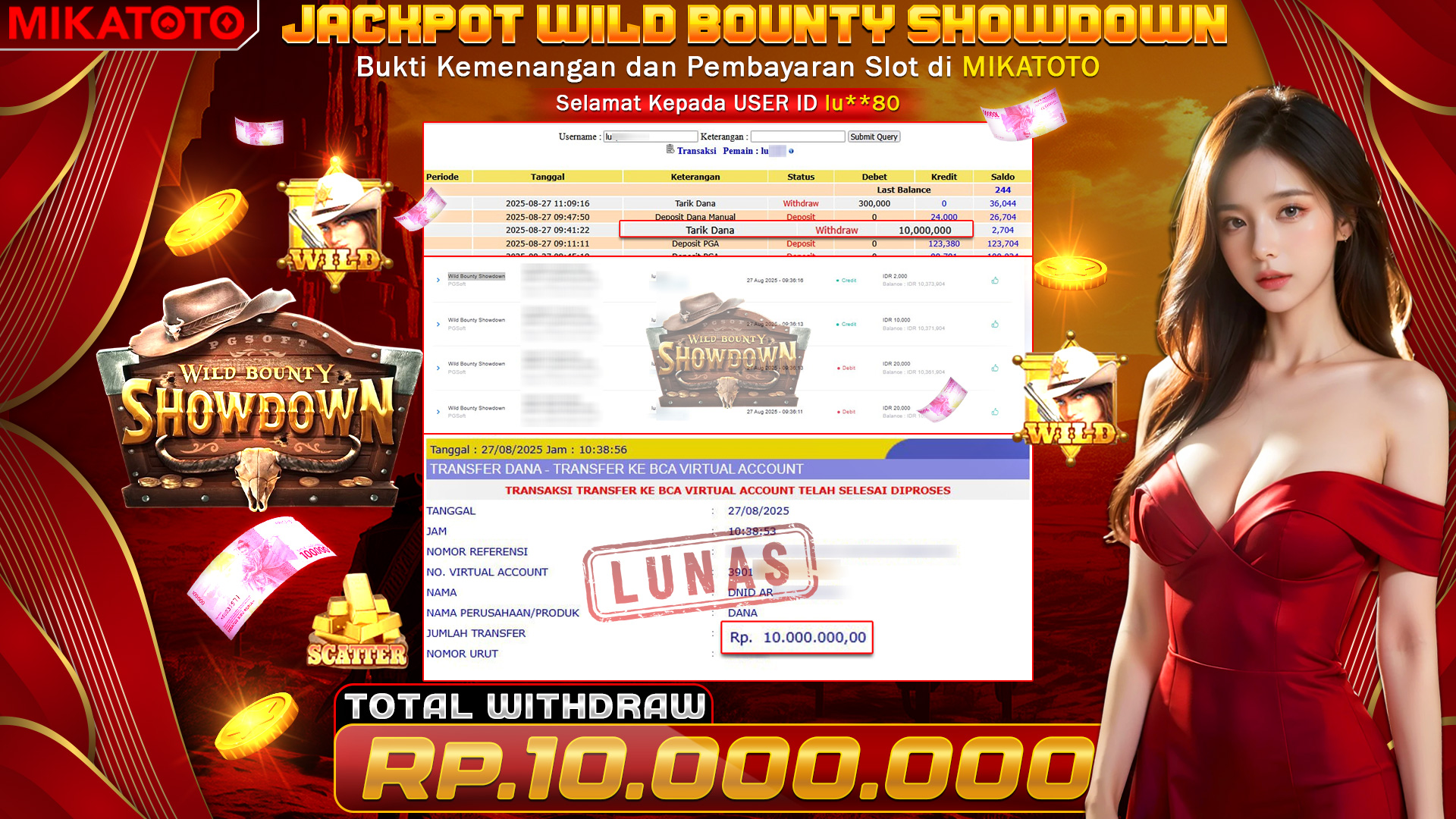 🏆 SELAMAT KEPADA PEMENANG JACKPOT DI Wild Bounty Showdown 10,000,000🏆