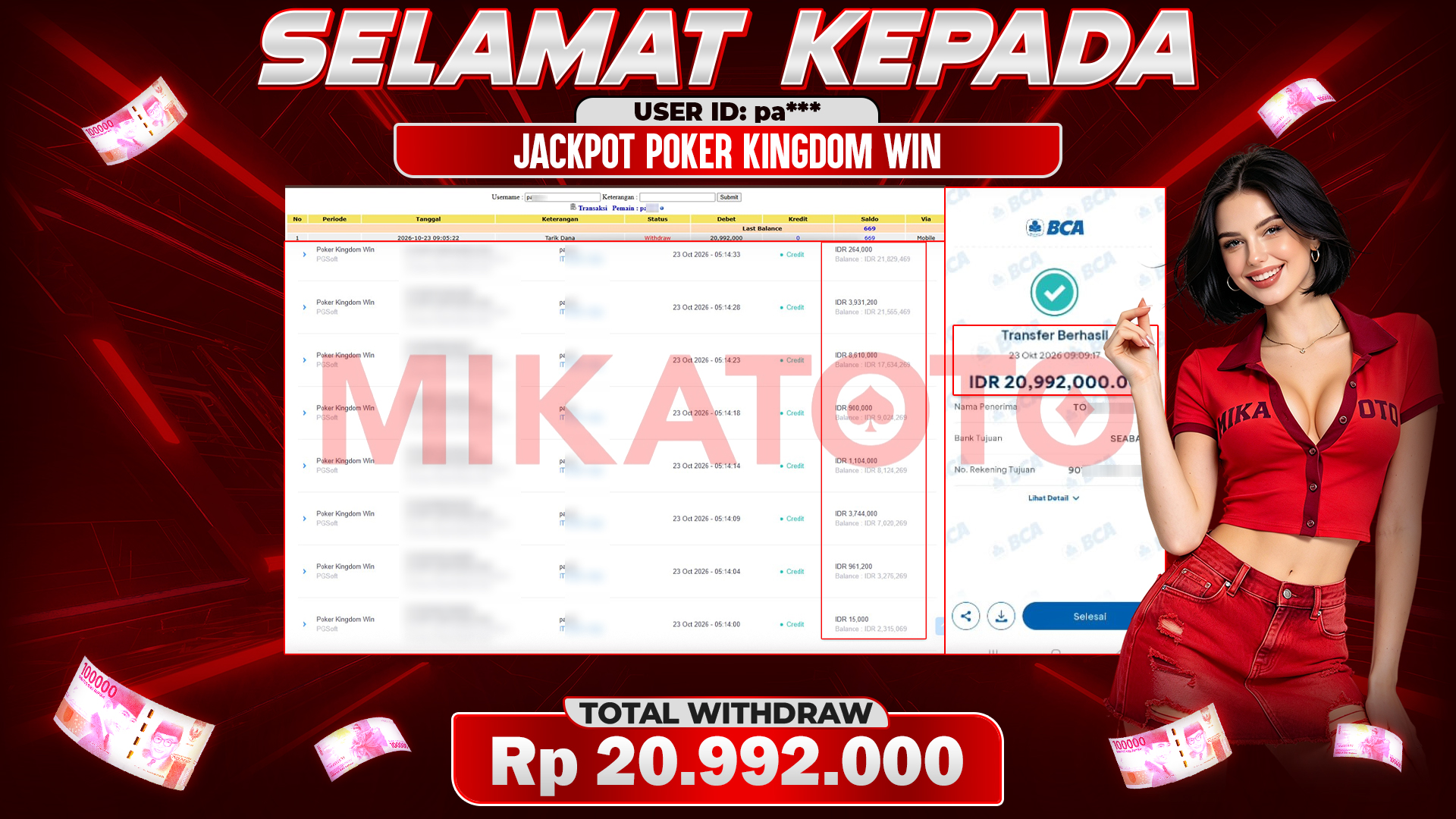 🏆 SELAMAT KEPADA PEMENANG JACKPOT DI Poker Kingdom Win - PGSoft 20,992,000🏆