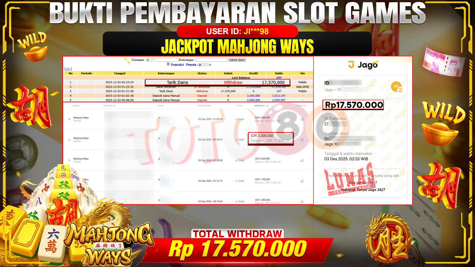 🎉 TOTO80 – JACKPOT SLOT MAHJONG WAYS RP. 17,570,000,- TELAH DIBAYARKAN! 🎉