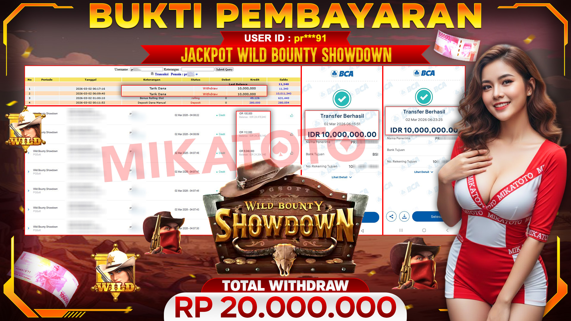 🏆 SELAMAT KEPADA PEMENANG JACKPOT DI Wild Bounty Showdown - PGSoft 20,000.000 🏆