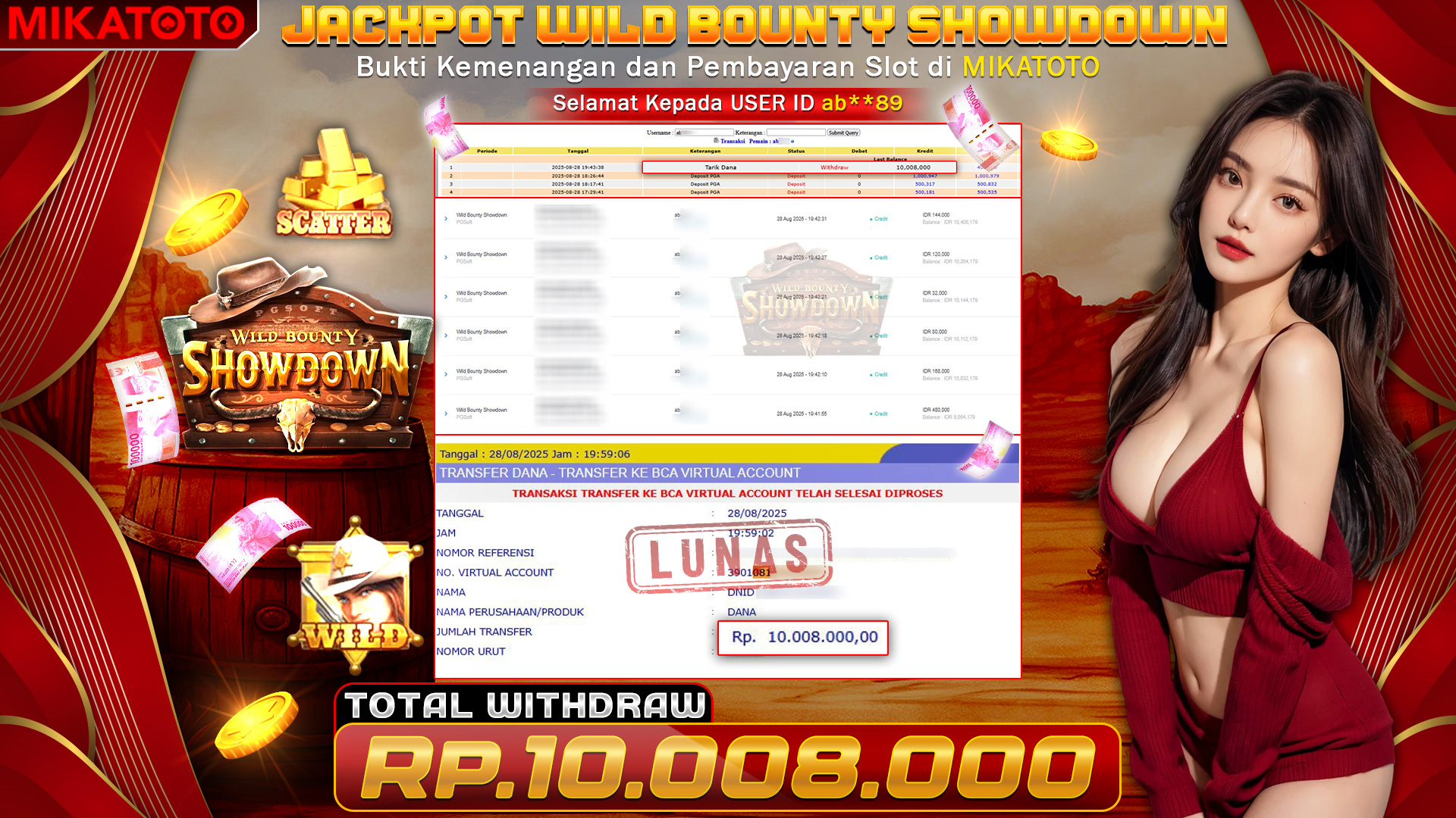 🏆 SELAMAT KEPADA PEMENANG JACKPOT DI Wild Bounty Showdown 10,008,000🏆