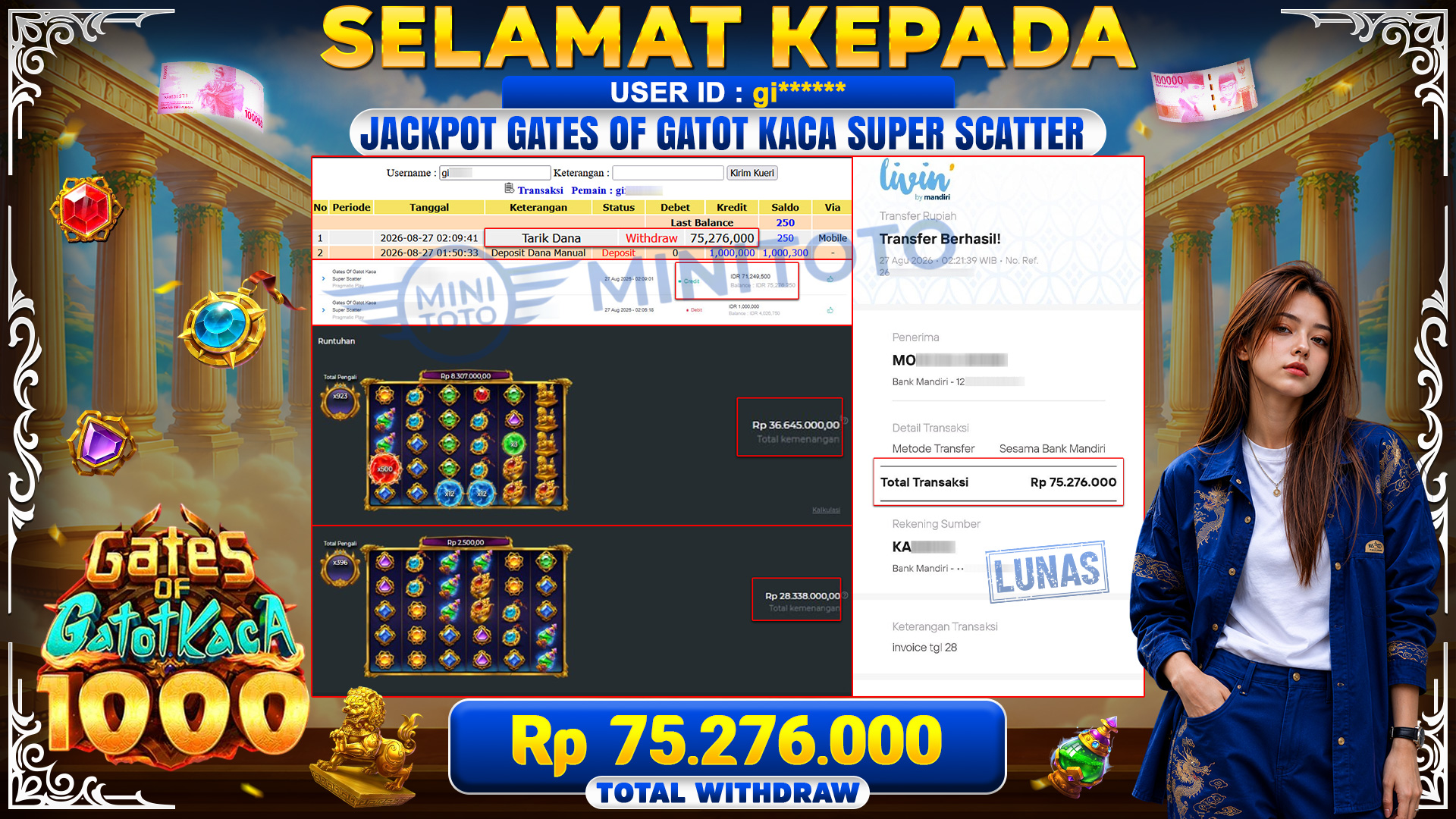 BUKTI JACKPOT GATES OF GATOT KACA SUPER SCATTER - PRAGMATIC PLAY
