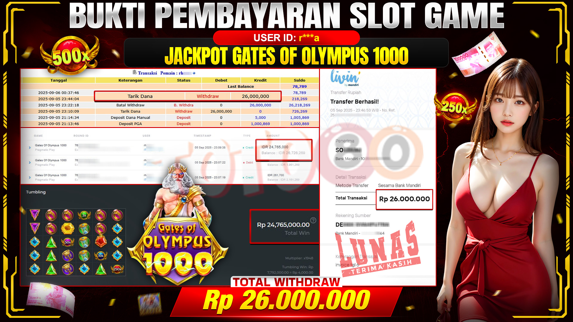 🎉 TOTO80 – JACKPOT SLOT GATES OF OLYMPUS 1000 RP.26,000,000,- TELAH DIBAYARKAN! 🎉