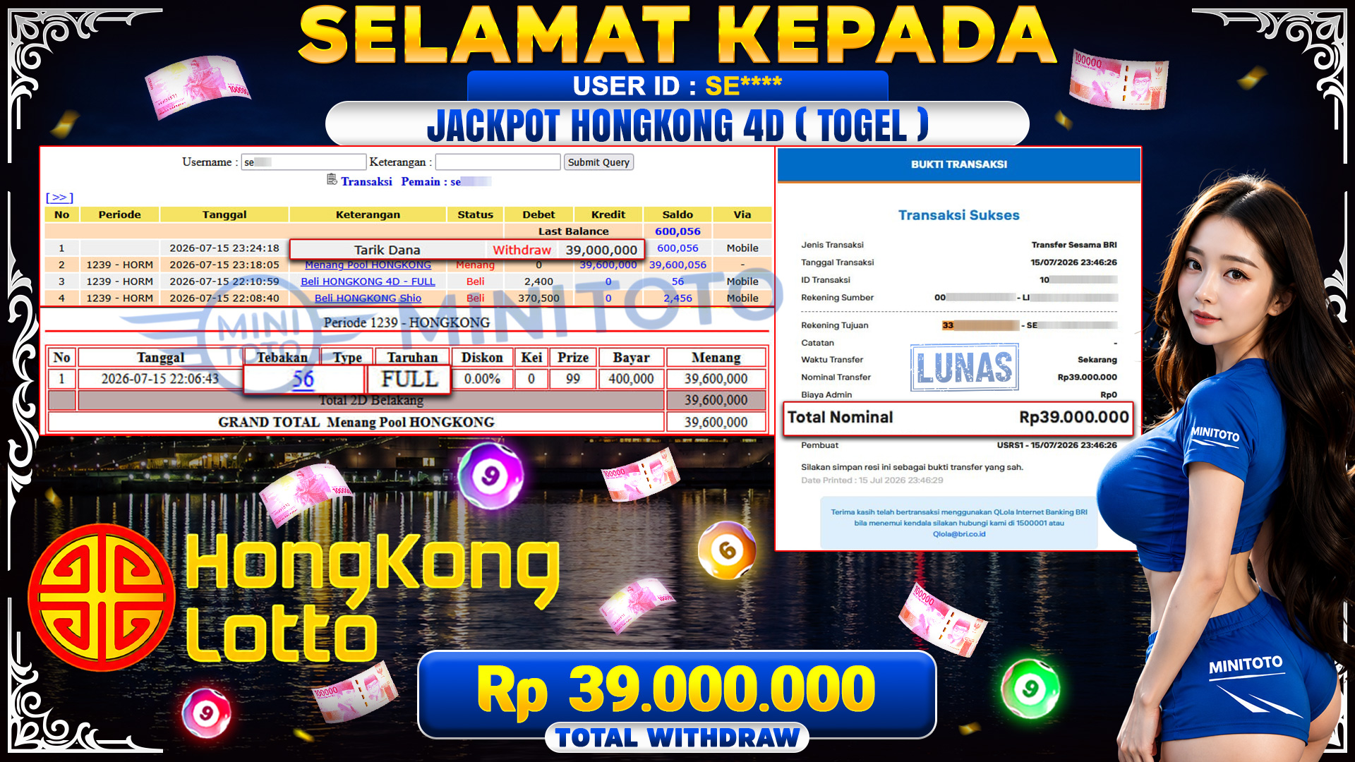 BUKTI JACKPOT HONGKONG  4D - TOGEL