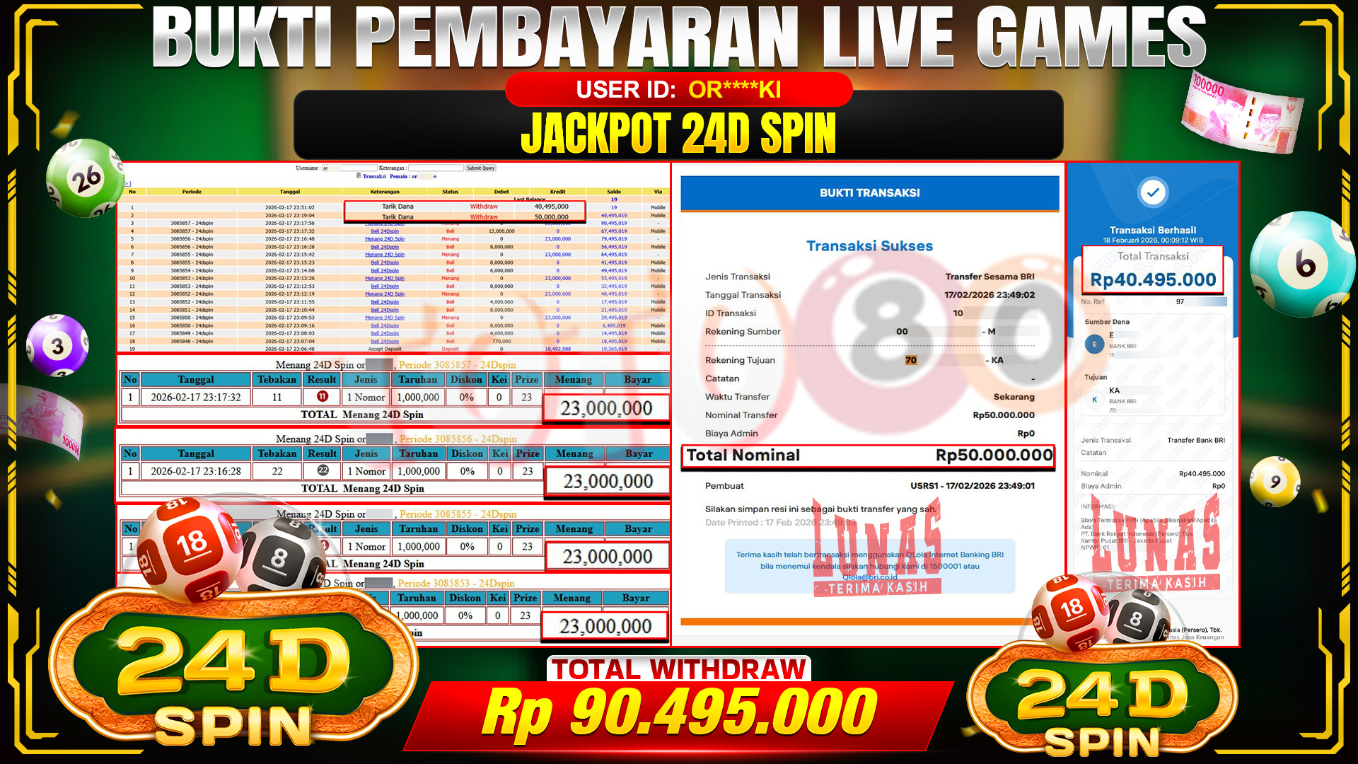 🎉 TOTO80 – JACKPOT 24D SPIN RP.90,495,000,- TELAH DIBAYARKAN! 🎉