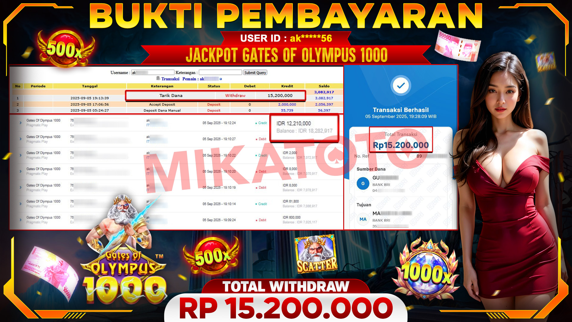🏆 SELAMAT KEPADA PEMENANG JACKPOT DI Gates Of Olympus 1000 - Pragmatic Play 15,200,000🏆