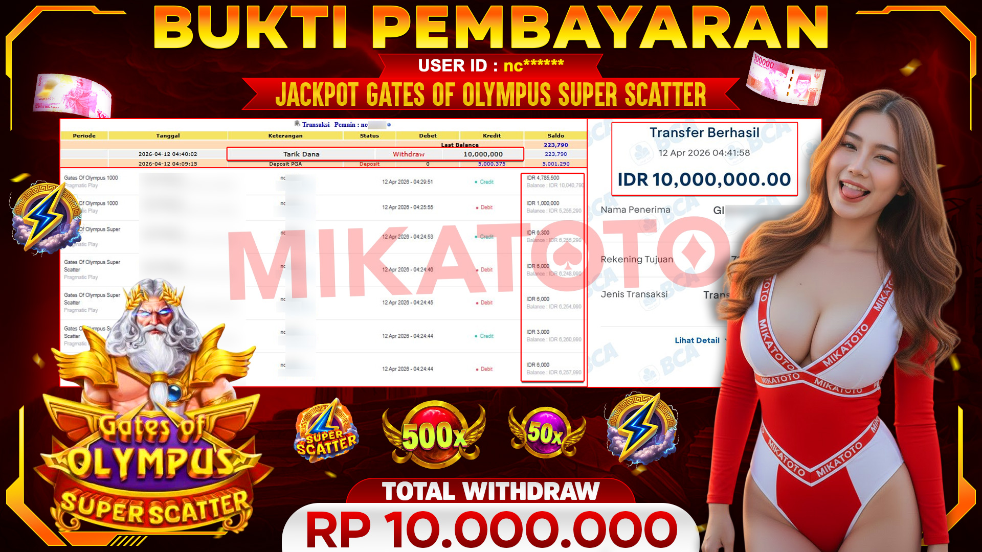 🏆 SELAMAT KEPADA PEMENANG JACKPOT DI Gates Of Olympus Super Scatter - Pragmatic Play 10,000,000🏆