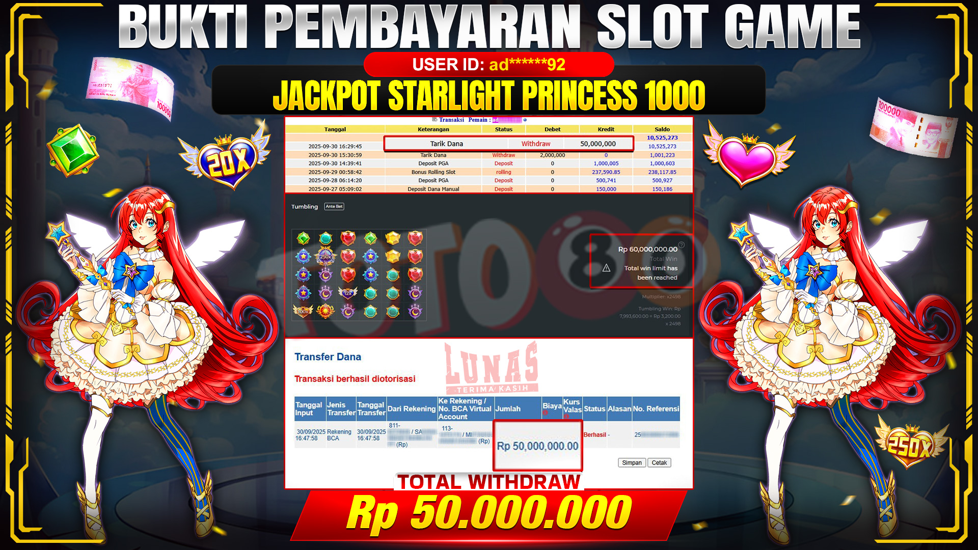 🎉 TOTO80 – JACKPOT SLOT STARLIGHT PRINCESS 1000 RP.50,000,000,- TELAH DIBAYARKAN! 🎉
