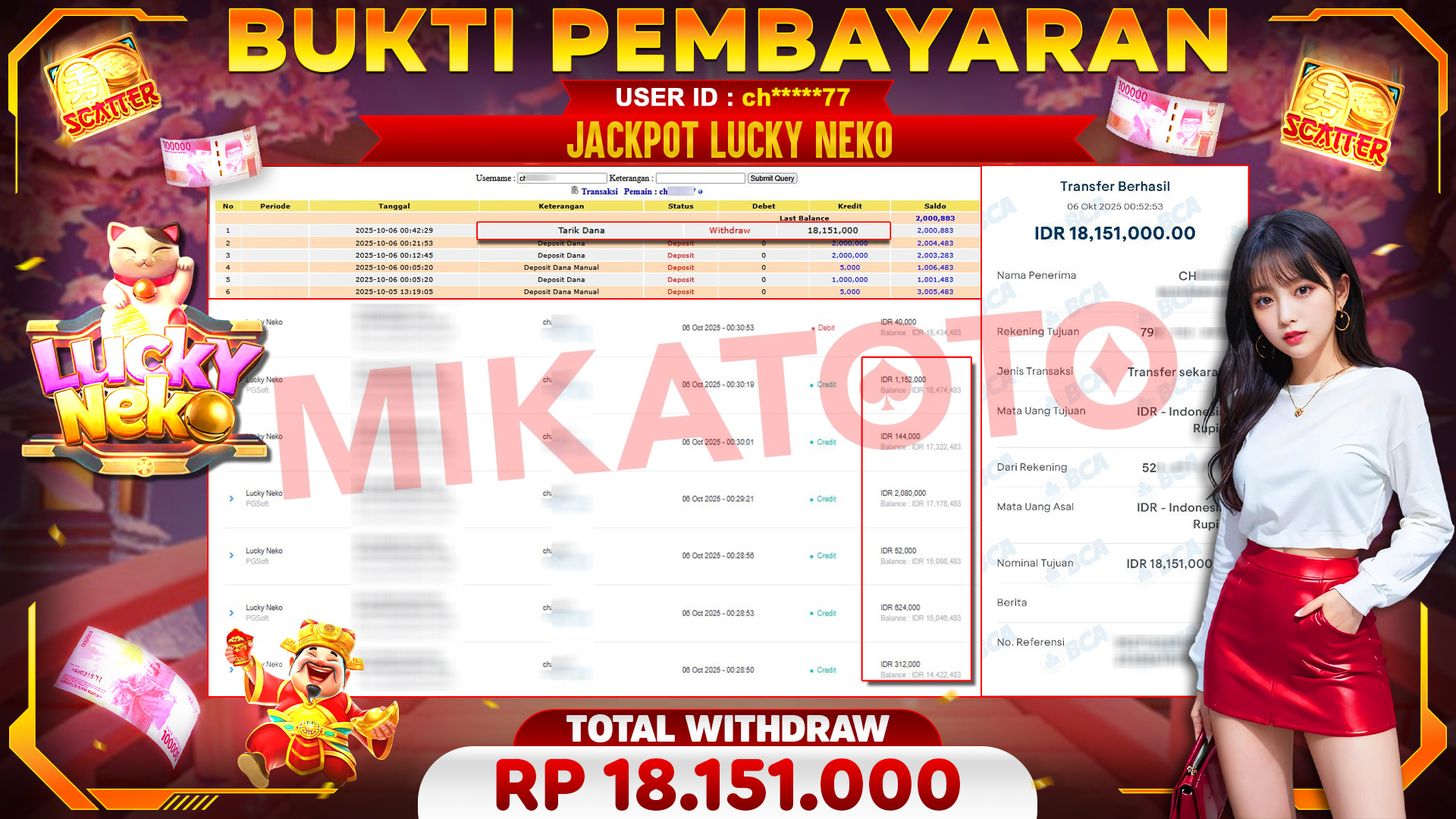 🏆 SELAMAT KEPADA PEMENANG JACKPOT DI Lucky Neko - PGSoft 18,151,000🏆