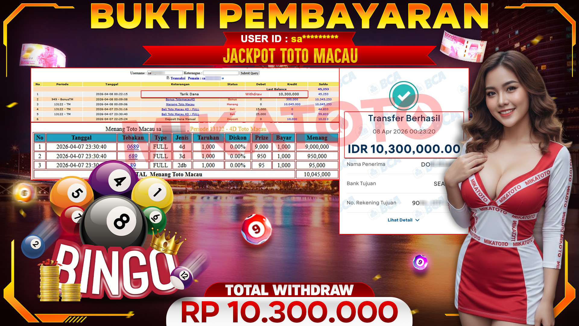 🏆 SELAMAT KEPADA PEMENANG JACKPOT DI Menang Toto Macau - togel 10,300,000🏆