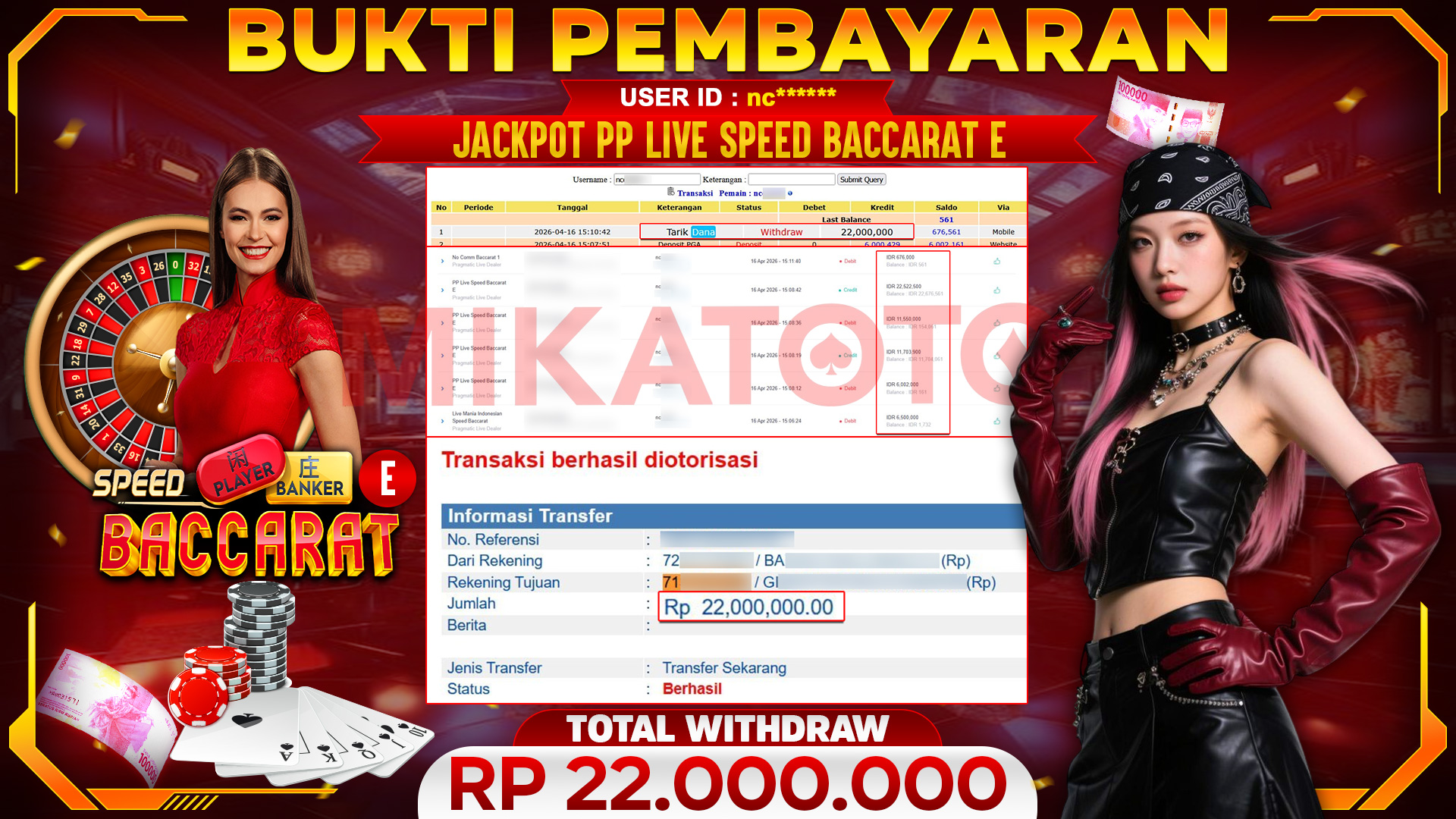 🏆 SELAMAT KEPADA PEMENANG JACKPOT DI PP Live Speed Baccarat E - Pragmatic Live Dealer 22,000,000🏆