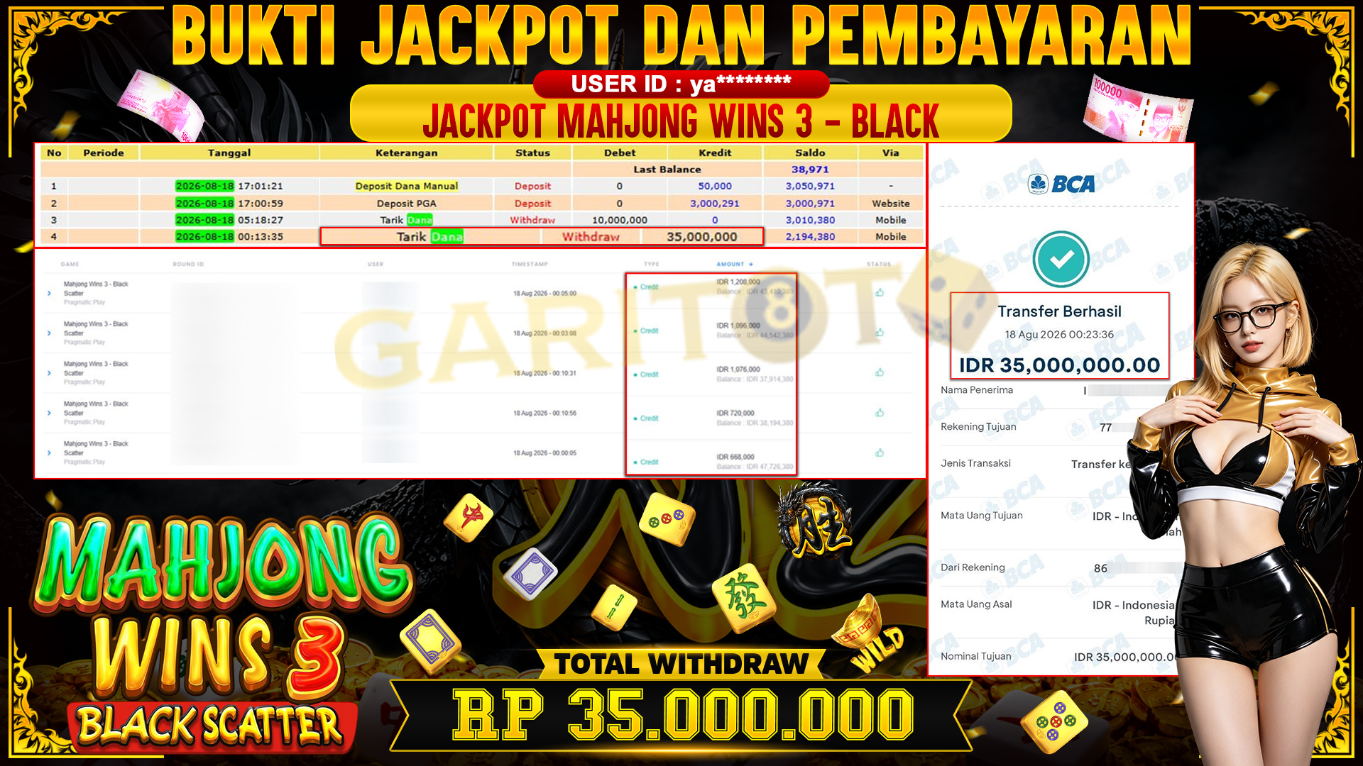 JACKPOT  Mahjong Wins 3 -Black Scatter