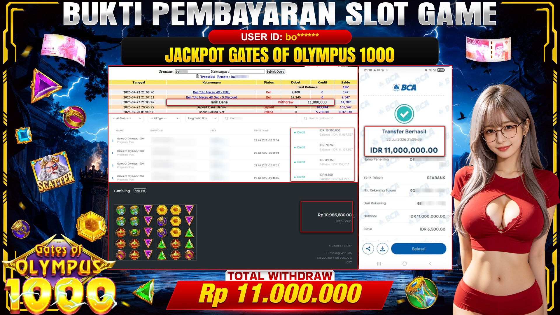 💰🎉 TOTO80 – JACKPOT SLOT GATES OF OLYMPUS 1000  RP. 11,000,000,- TELAH DIBAYARKAN!💰🎉