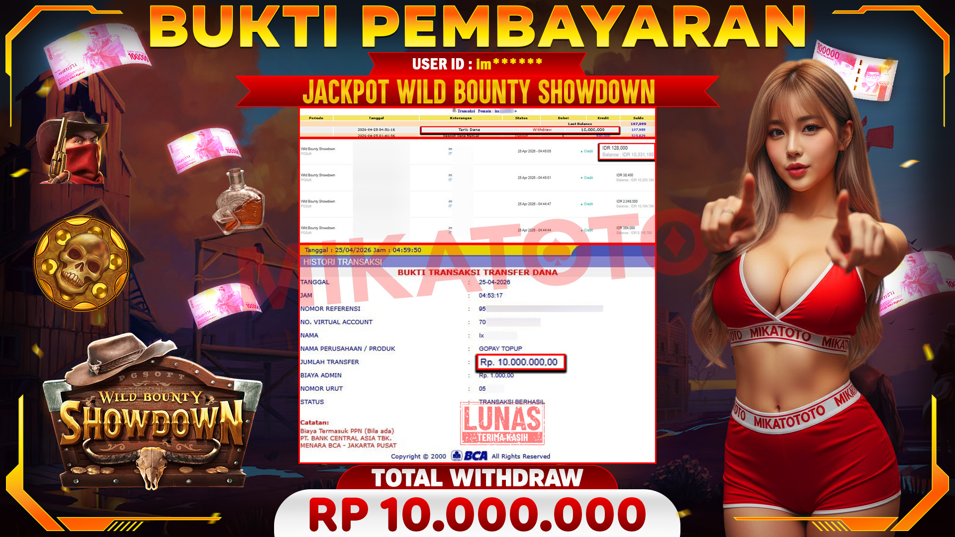 🏆 SELAMAT KEPADA PEMENANG JACKPOT DI Wild Bounty Showdown - PGSoft 10,000,000🏆