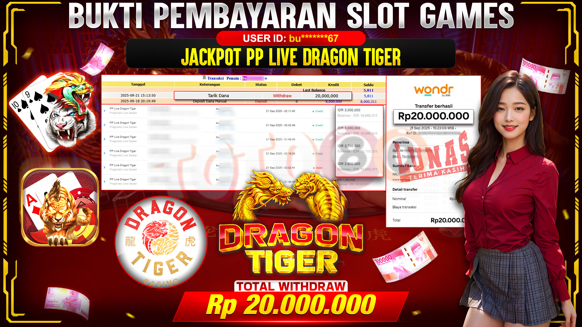 🎉 TOTO80 – JACKPOT PP LIVE DRAGON TIGER RP.20,000,000,- TELAH DIBAYARKAN! 🎉