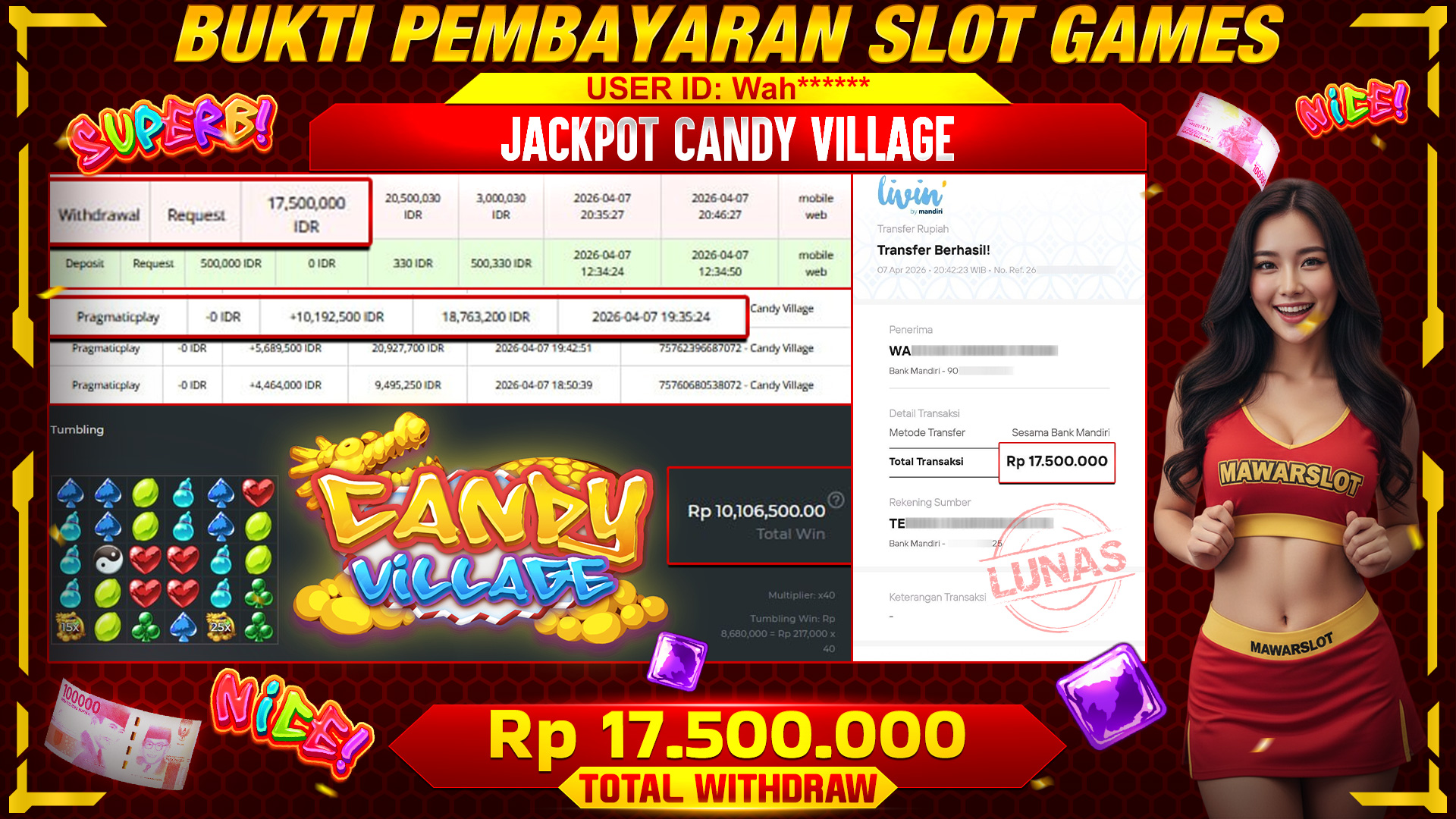 Manisnya Gak Ketahan! Candy Village Tembus Mega Win!