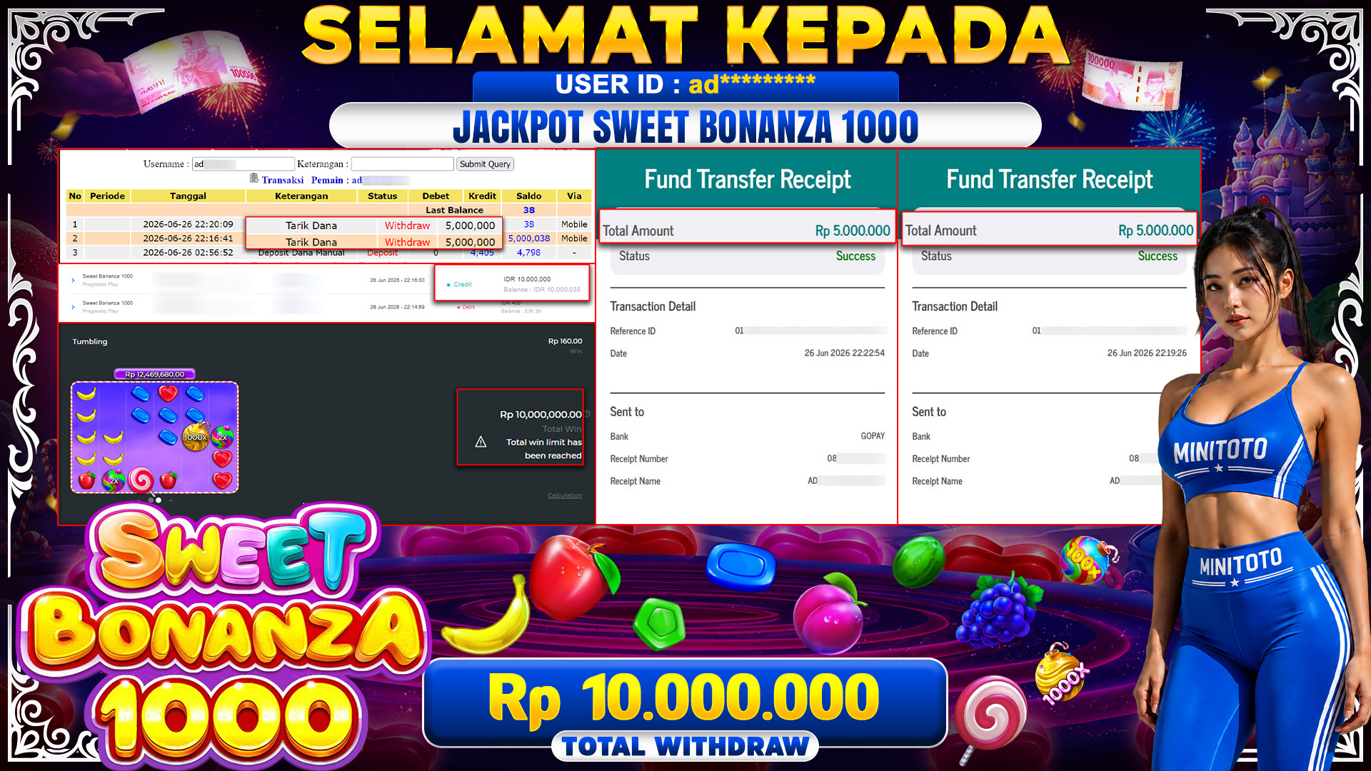 BUKTI JACKPOT SWEET BONANZA 1000 - PRAGMATIC PLAY
