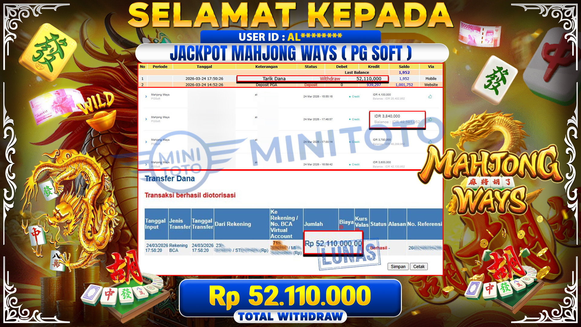 BUKTI JACPOT Mahjong Ways  - PGSoft