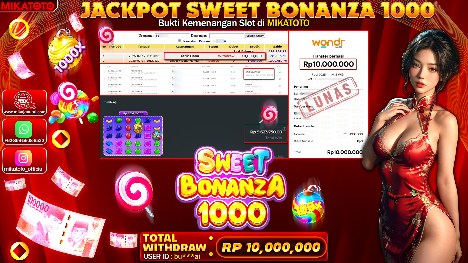 🏆 SELAMAT KEPADA PEMENANG JACKPOT DI  Sweet Bonanza 1000 10,000,000🏆