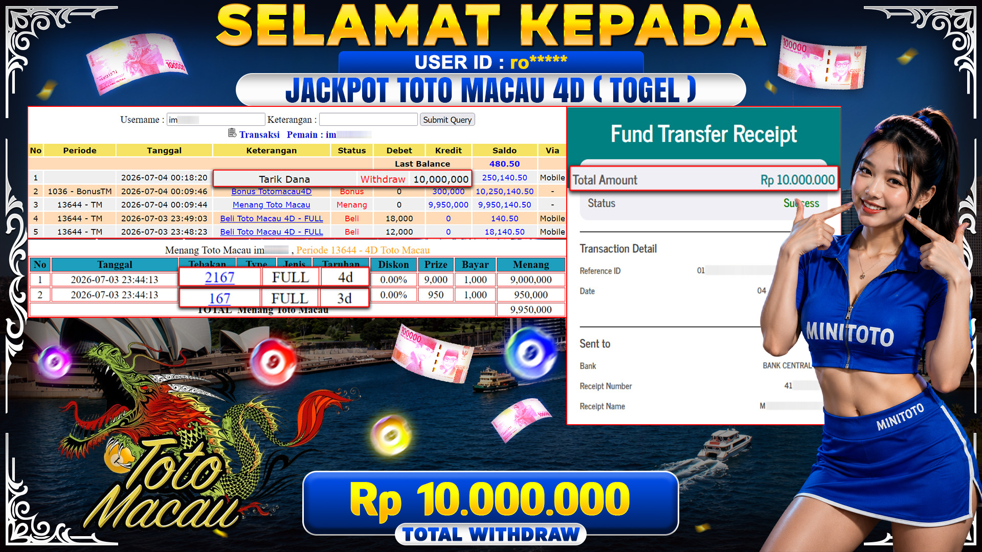 BUKTI JACKPOT Menang Toto Macau - TOGEL
