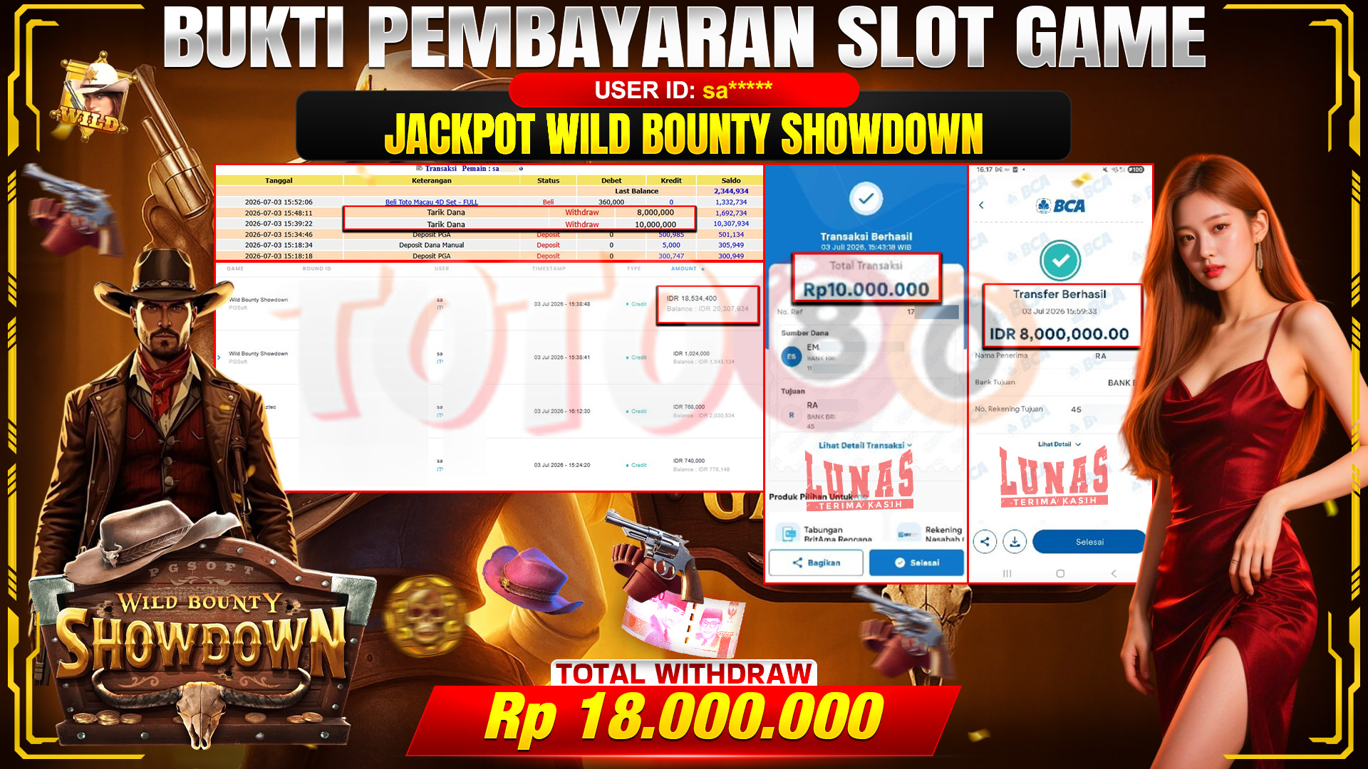 💰🎉 TOTO80 – JACKPOT SLOT WILD BOUNTY SHOWDOWN  RP. 18.000.000,- TELAH DIBAYARKAN!💰🎉