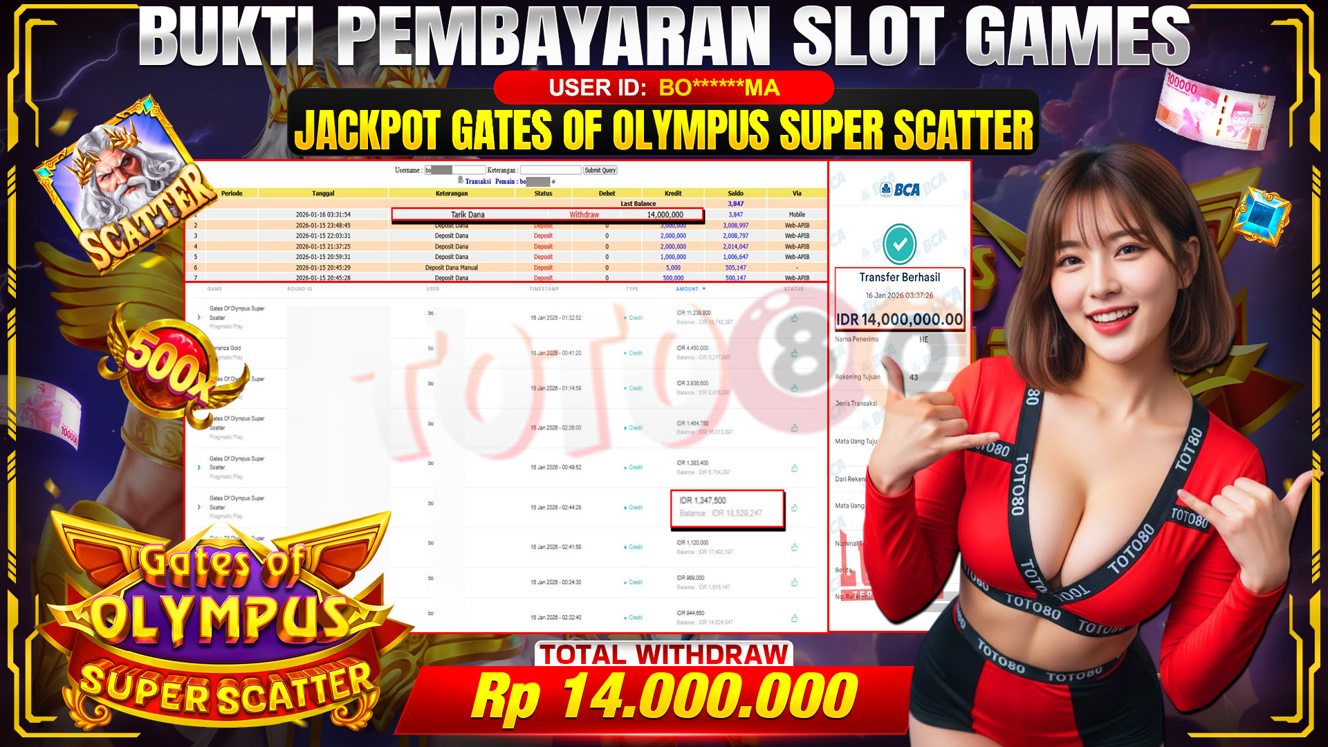 🎉 TOTO80 – JACKPOT SLOT GATES OF OLYMPUS SUPER SCATTER RP. 14,000,000,- TELAH DIBAYARKAN! 🎉