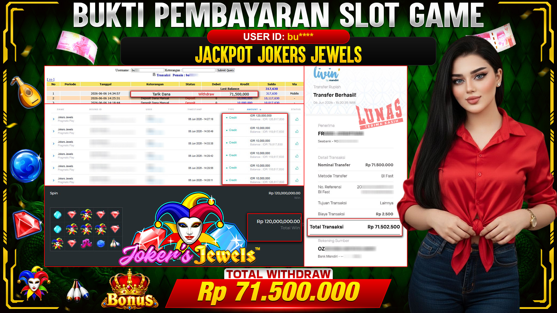 💰🎉 TOTO80 – JACKPOT SLOT JOKER'S JEWELS  RP. 71.500,000,-   TELAH DIBAYARKAN!💰🎉