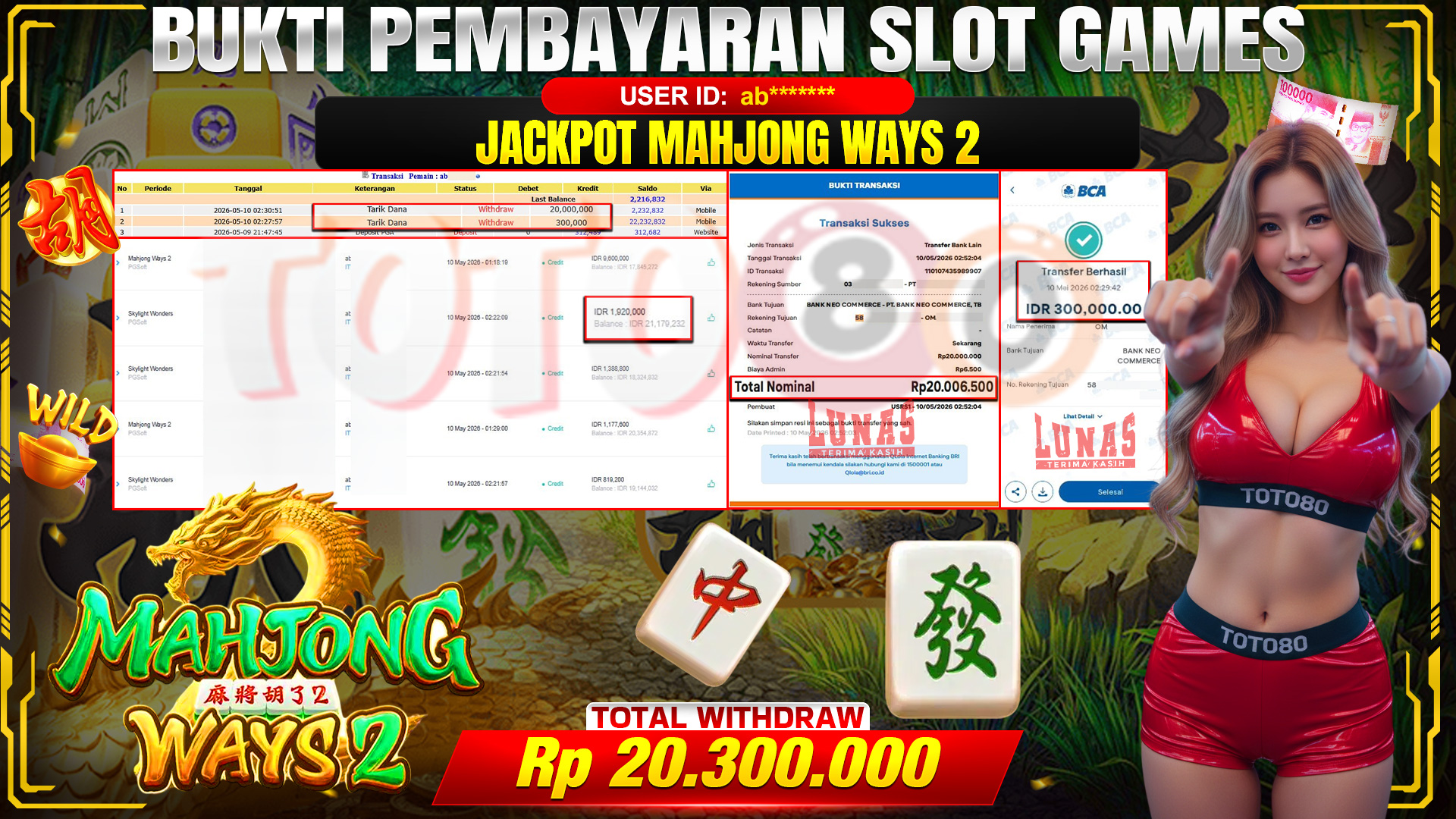 💰🎉 TOTO80 – JACKPOT SLOT MAHJONG WAYS 2 RP. 20,300,000,- TELAH DIBAYARKAN!💰🎉