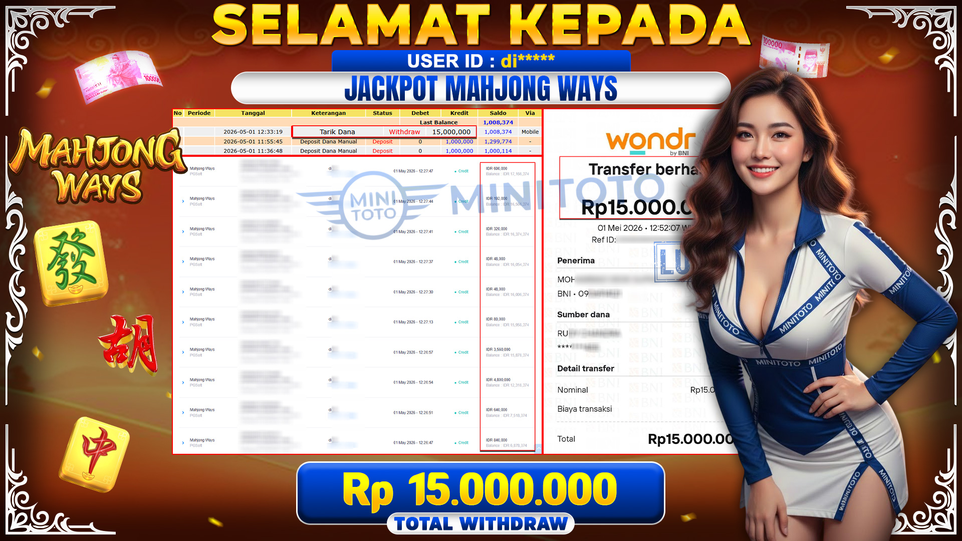 BUKTI JACPOT Mahjong Ways  - PGSoft