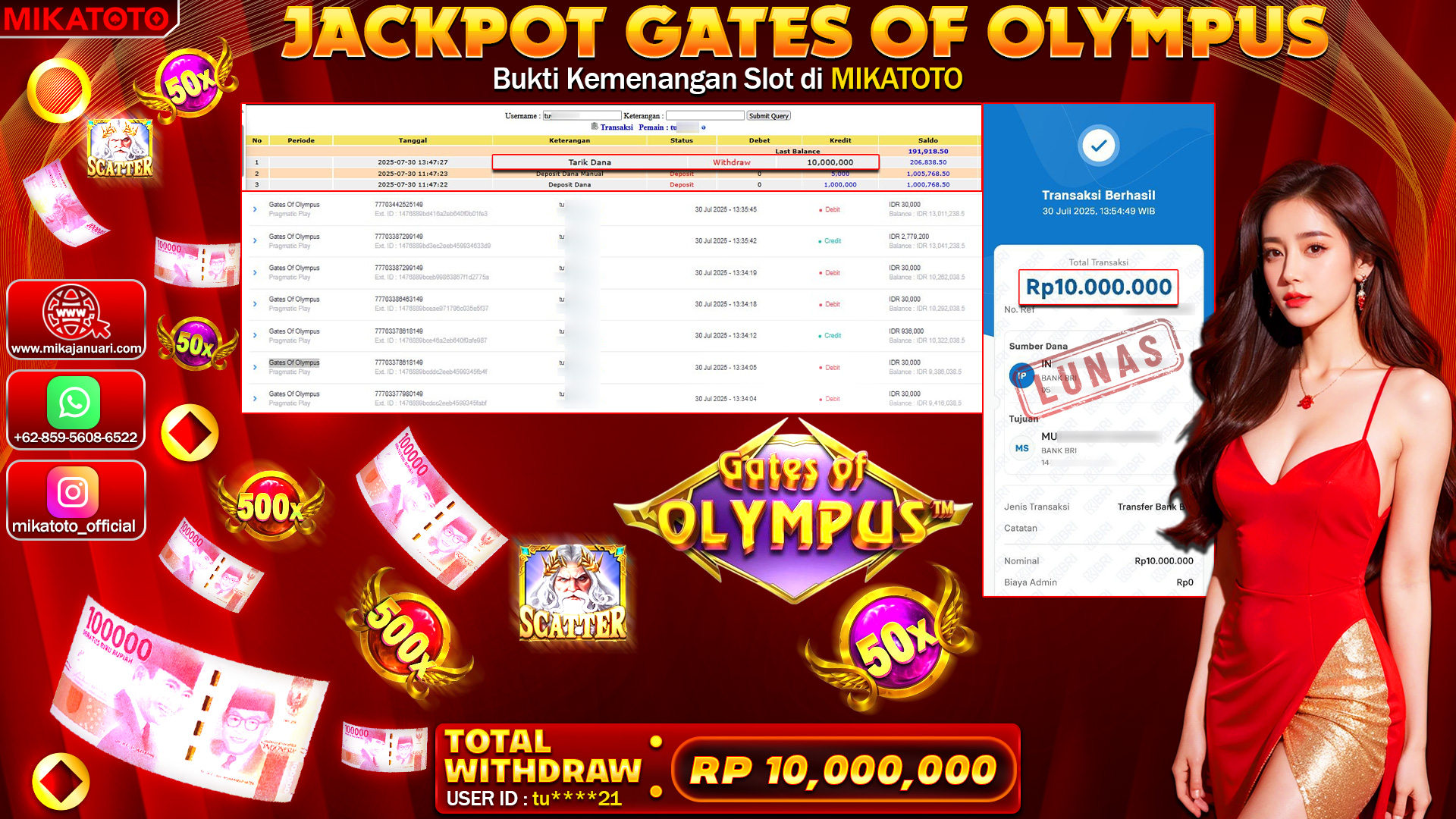 🏆 SELAMAT KEPADA PEMENANG JACKPOT DI  Gates Of Olympus 10,000,000🏆