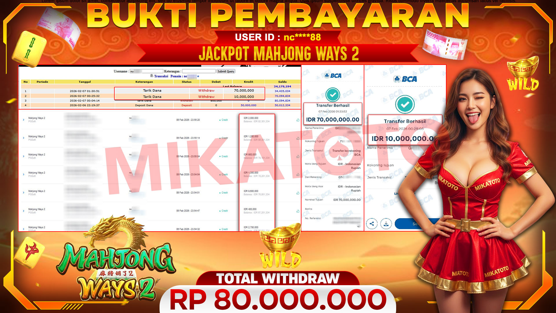 🏆 SELAMAT KEPADA PEMENANG JACKPOT DI Mahjong Ways 2 - PGSoft 80,000,000🏆