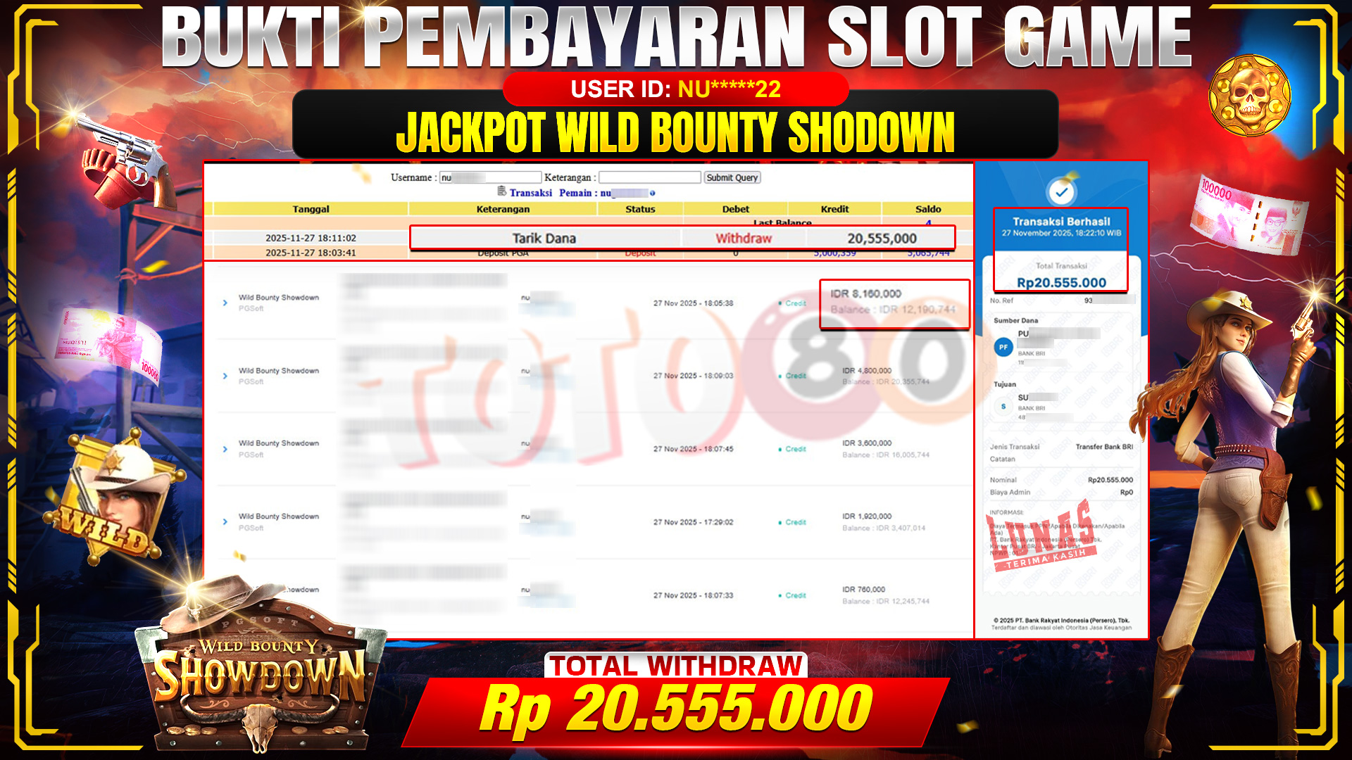 🎉 TOTO80 – JACKPOT SLOT WILD BOUNTY SHOWDOWN RP. 20,555,000,- TELAH DIBAYARKAN! 🎉