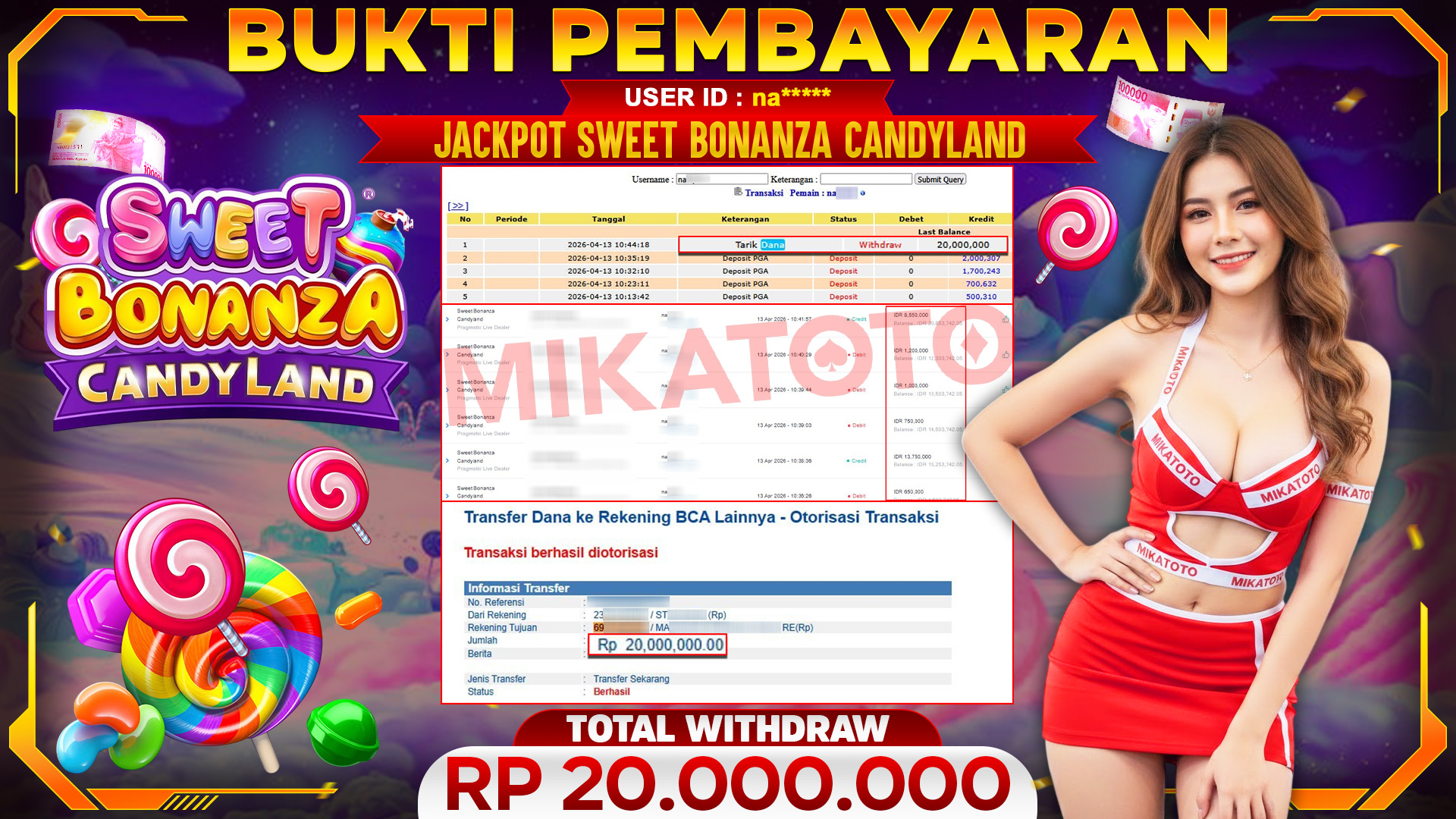 🏆 SELAMAT KEPADA PEMENANG JACKPOT DI Sweet Bonanza Candyland - Pragmatic Live Dealer 20,000,000🏆
