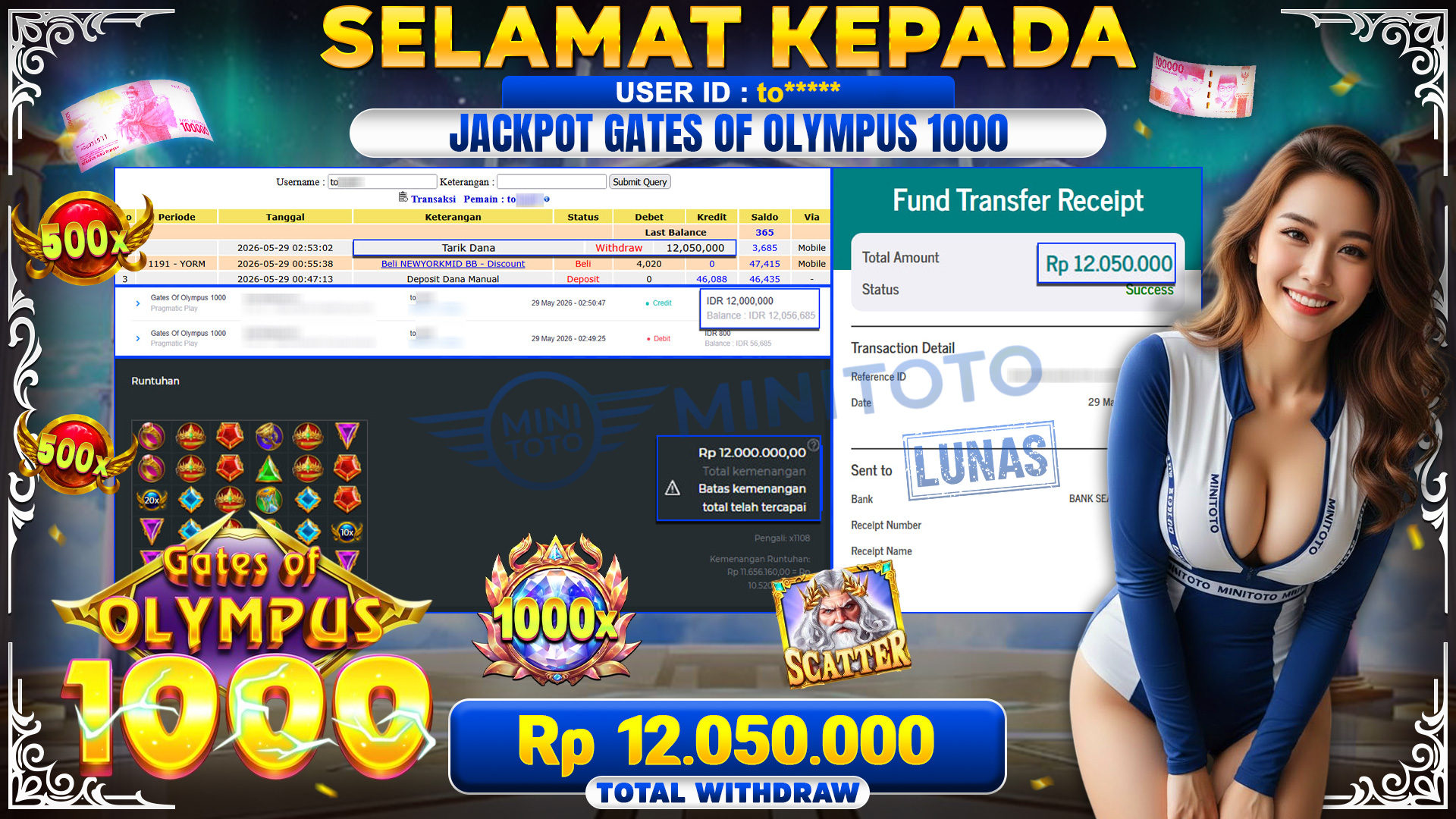 BUKTI JACKPOT GATES OF OLYMPUS 1000 - PRAGMATIC PLAY