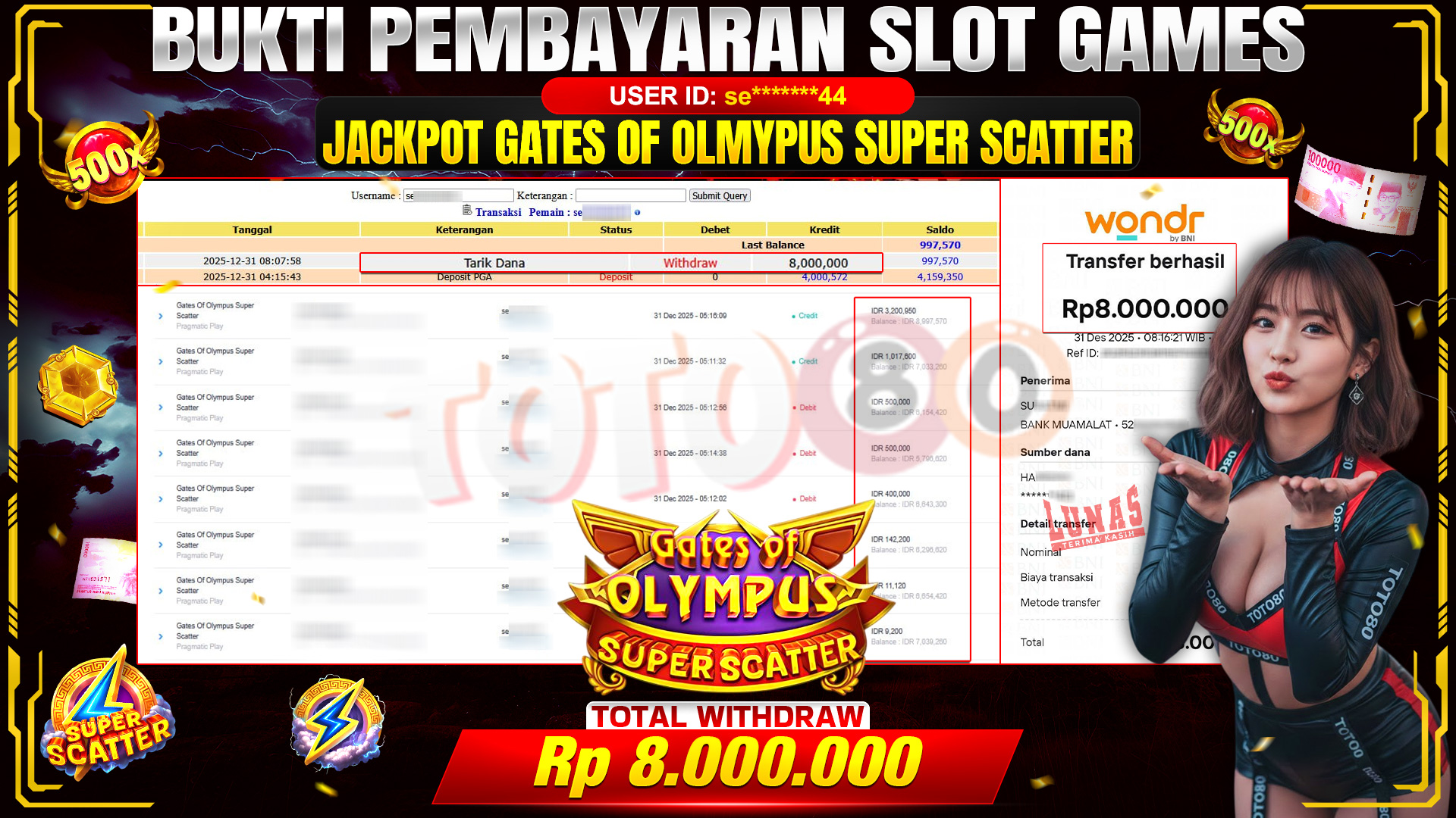 🎉 TOTO80 – JACKPOT SLOT GATES OF OLYMPUS SUPER SCATTER RP. 8,000,000,- TELAH DIBAYARKAN! 🎉