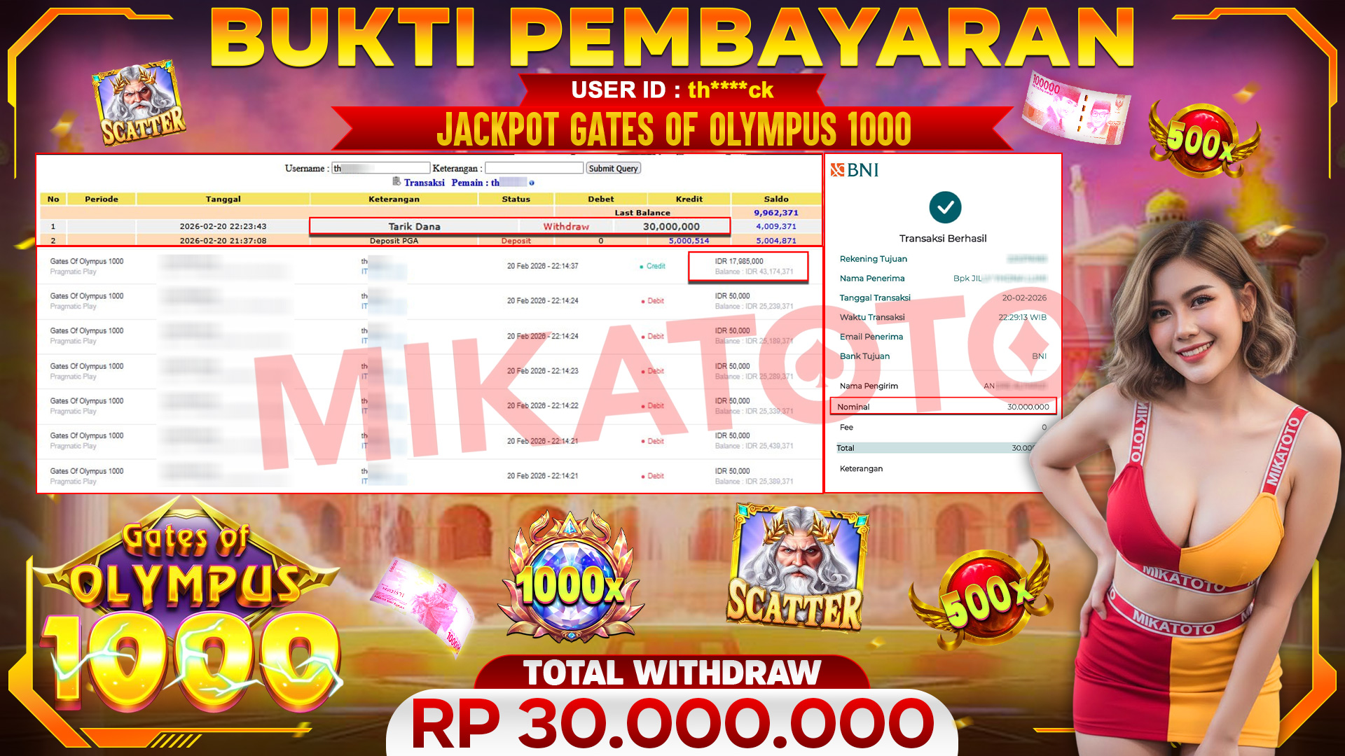 🏆 SELAMAT KEPADA PEMENANG JACKPOT DI Gates Of Olympus 1000  - Pragmatic Play 30,000.000🏆