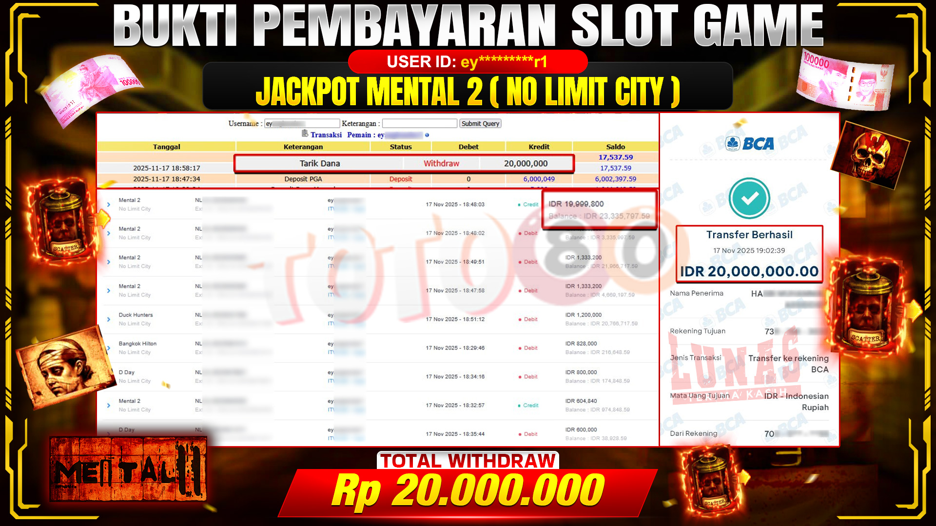 🎉 TOTO80 – JACKPOT SLOT METAL 2  RP.20,000,000,- TELAH DIBAYARKAN! 🎉