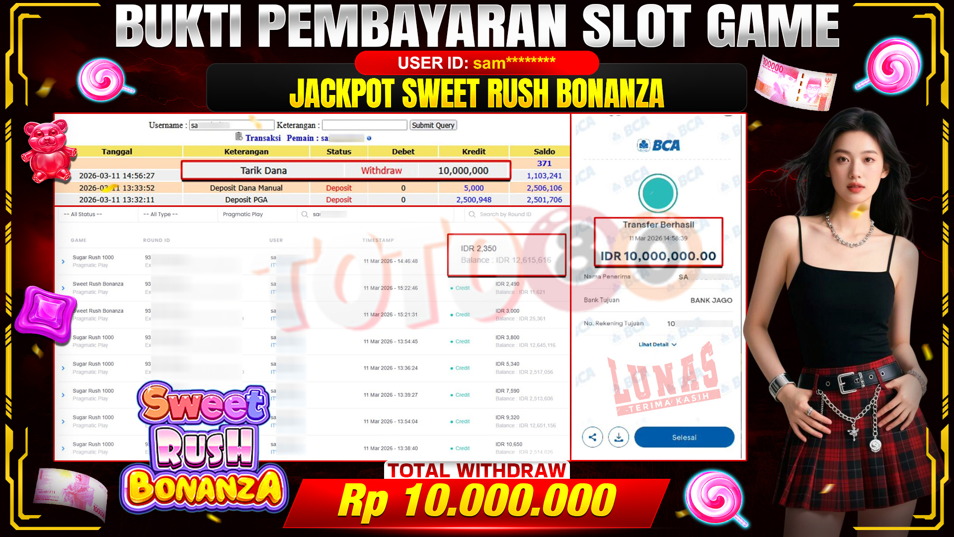 🎉 TOTO80 – JACKPOT SLOT SWEET RUSH BONANZA  . 10,000,000,- TELAH DIBAYARKAN! 🎉