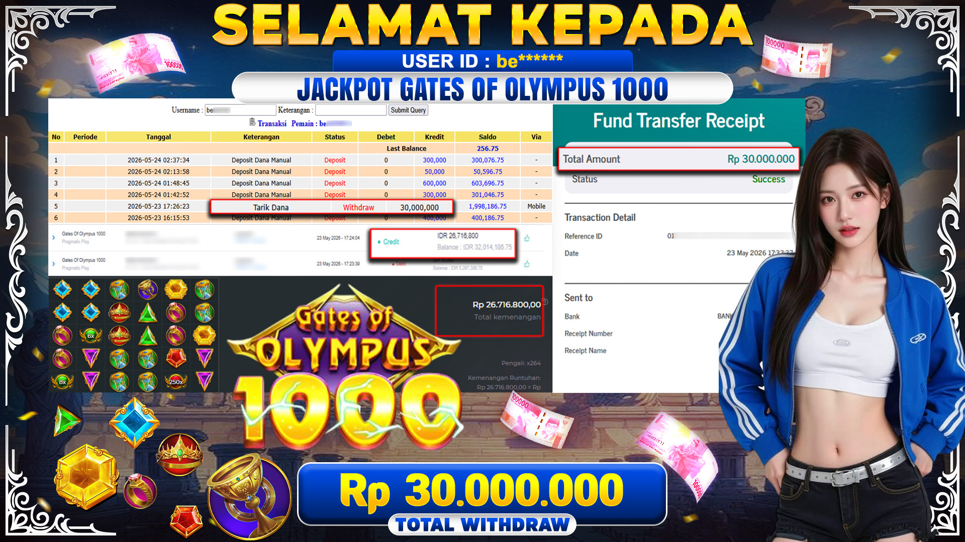 BUKTI JACKPOT GATES OF OLYMPUS 1000 - PRAGMATIC PLAY