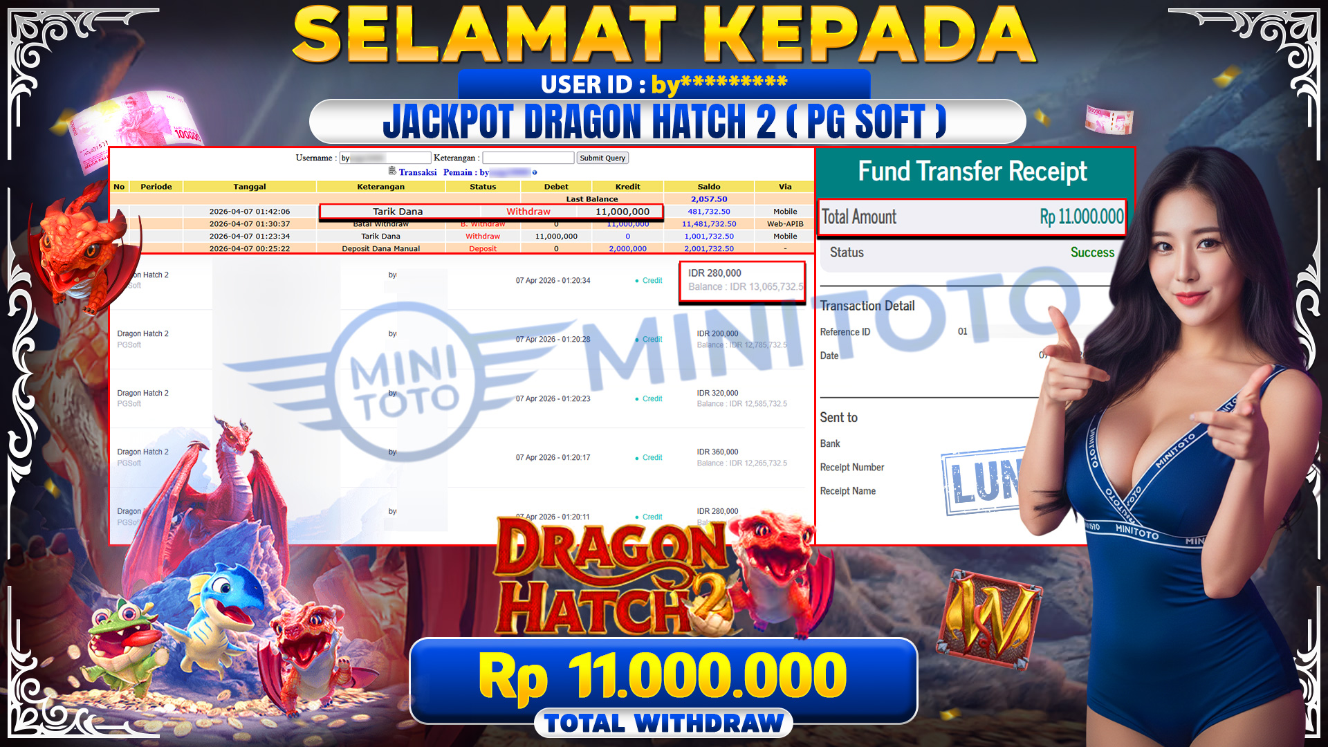 BUKTI JACPOT Dragon Hatch 2  - PGSoft