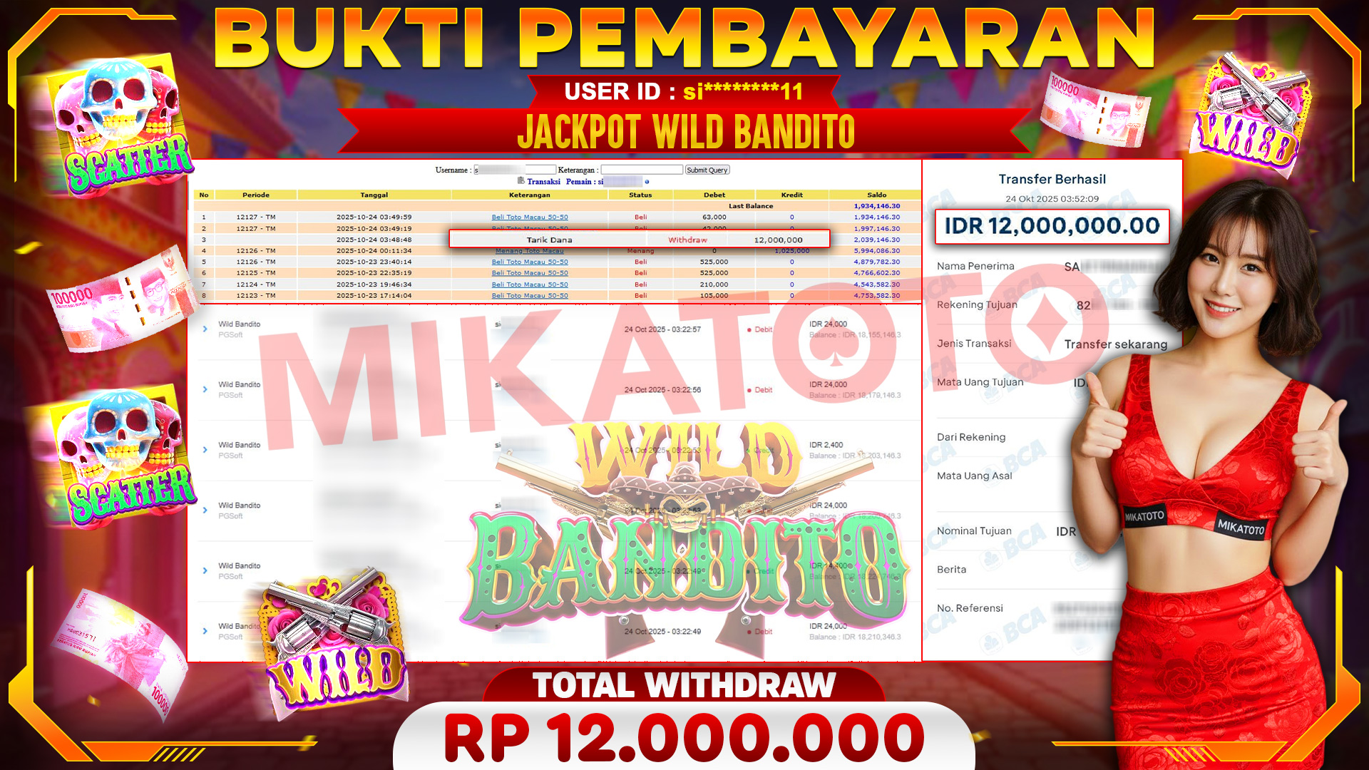 🏆 SELAMAT KEPADA PEMENANG JACKPOT DI Wild Bandito - PGSoft 12,000,000🏆