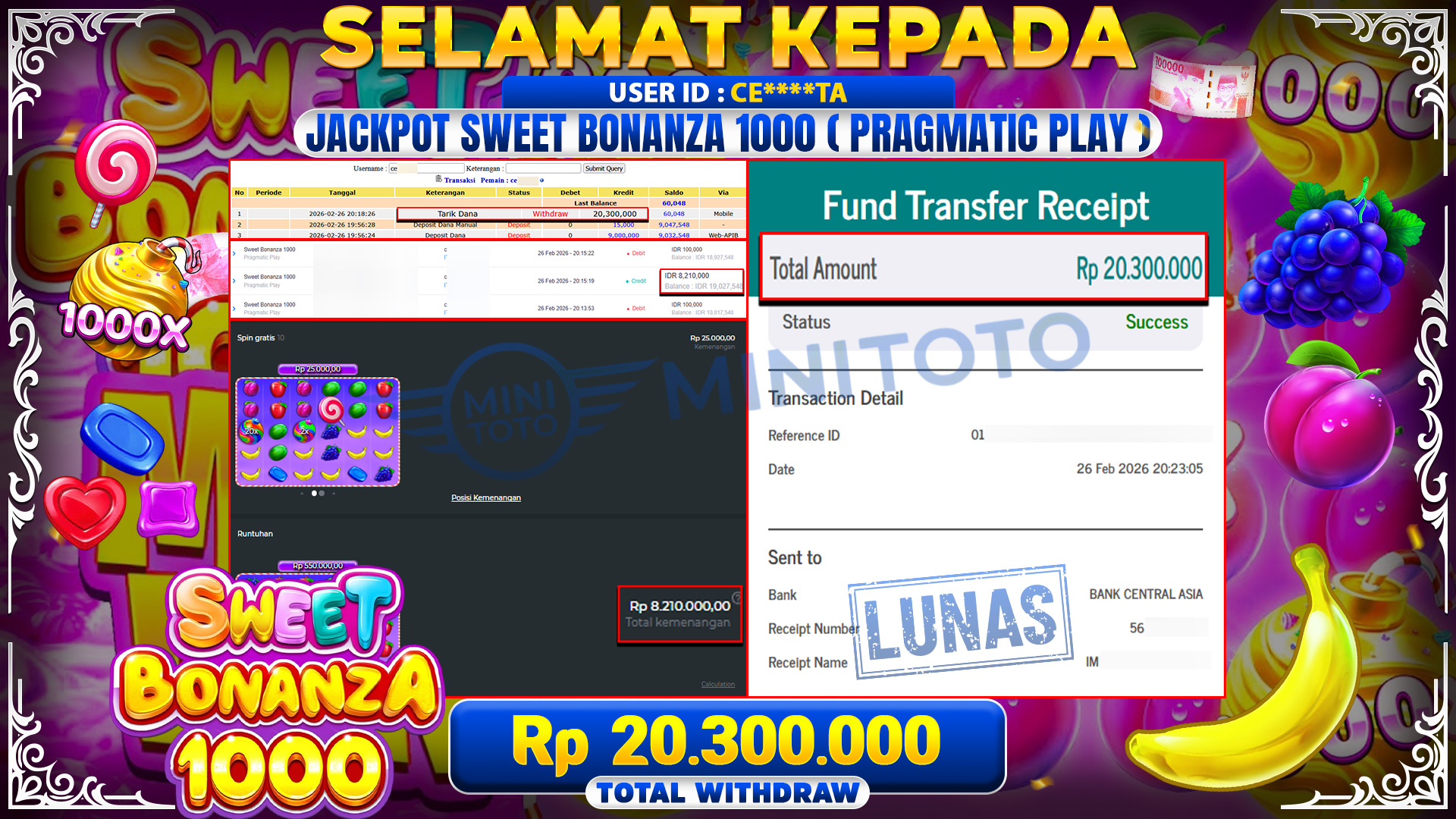 BUKTI SWEET BONANZA 1000 - Pragmatic Play