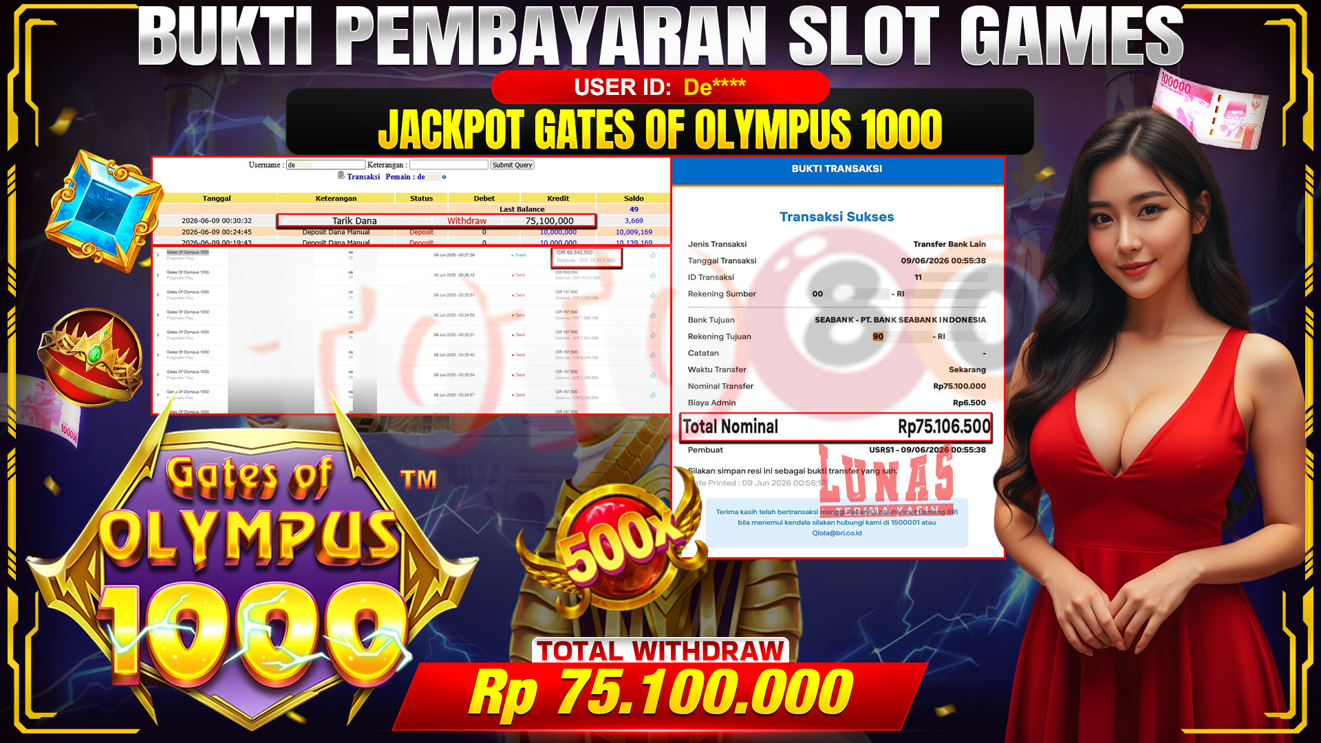 💰🎉 TOTO80 – JACKPOT SLOT GATES OF OLYMPUS 1000  RP. 75,100,000,- TELAH DIBAYARKAN!💰🎉