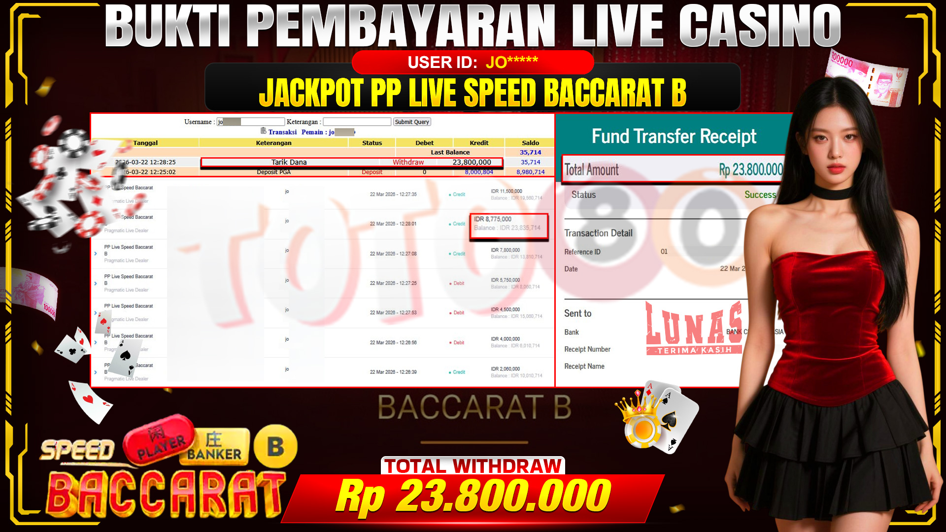 💰🎉 TOTO80 – JACKPOT SPEED BACCARAT B RP. 23,800,000,- TELAH DIBAYARKAN!💰🎉