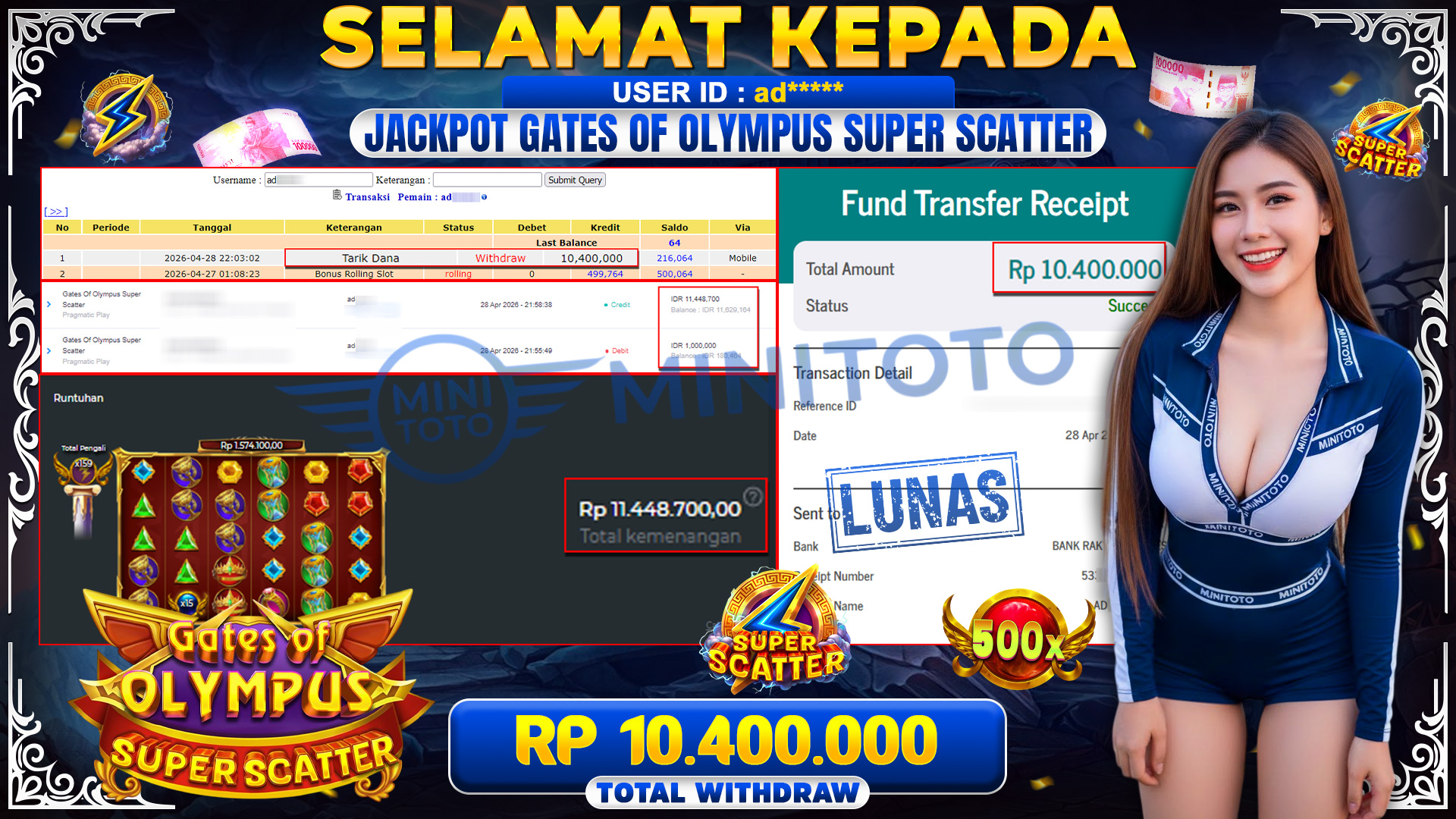 BUKTI JACPOT Gates Of Olympus Super Scatter - Pragmatic Play