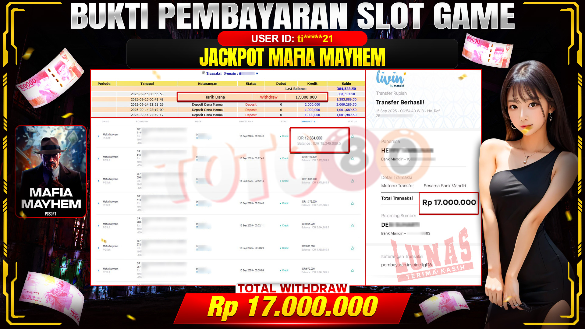 🎉 TOTO80 – JACKPOT SLOT MAFIA MAYHEM RP.17,000,000,- TELAH DIBAYARKAN! 🎉