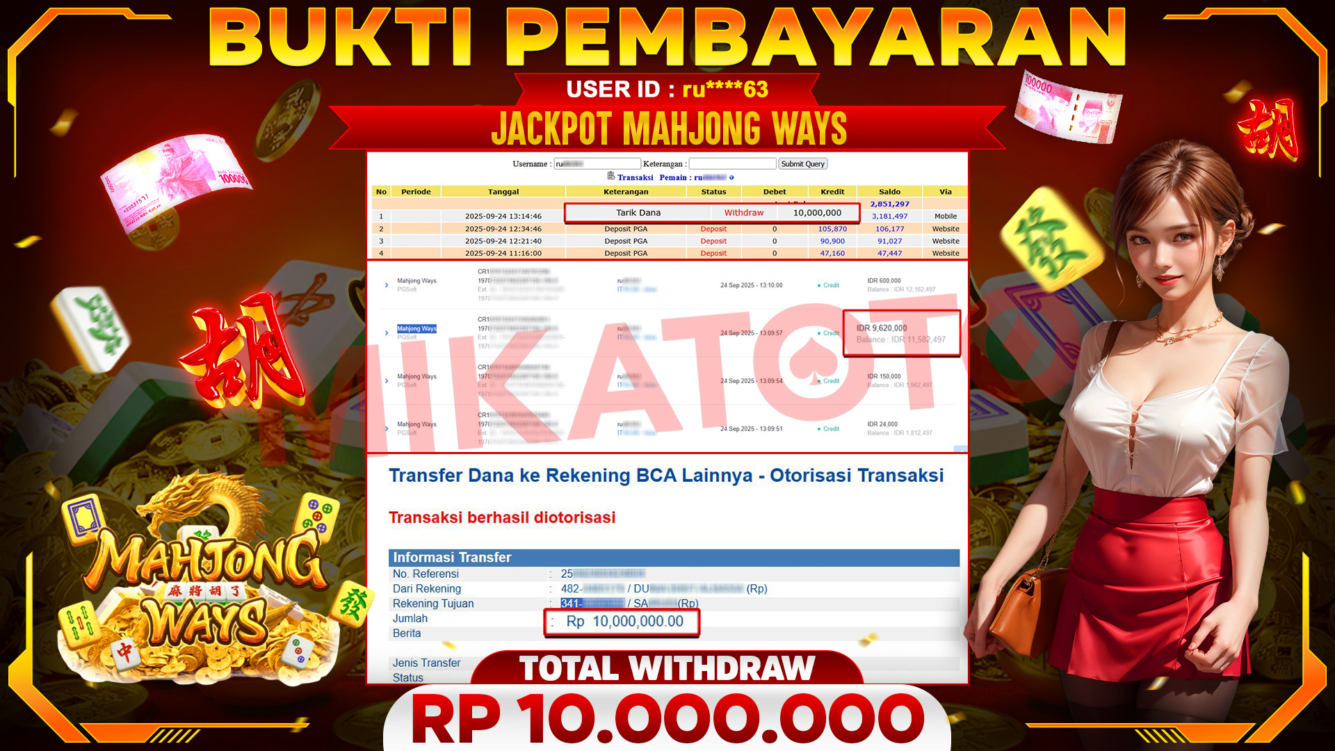 🏆 SELAMAT KEPADA PEMENANG JACKPOT DI Mahjong Ways - PGSoft 10,000,000🏆